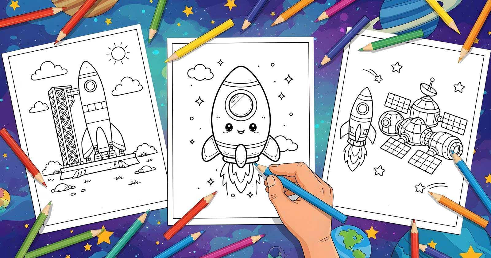 Printable Coloring Pages for Rocket