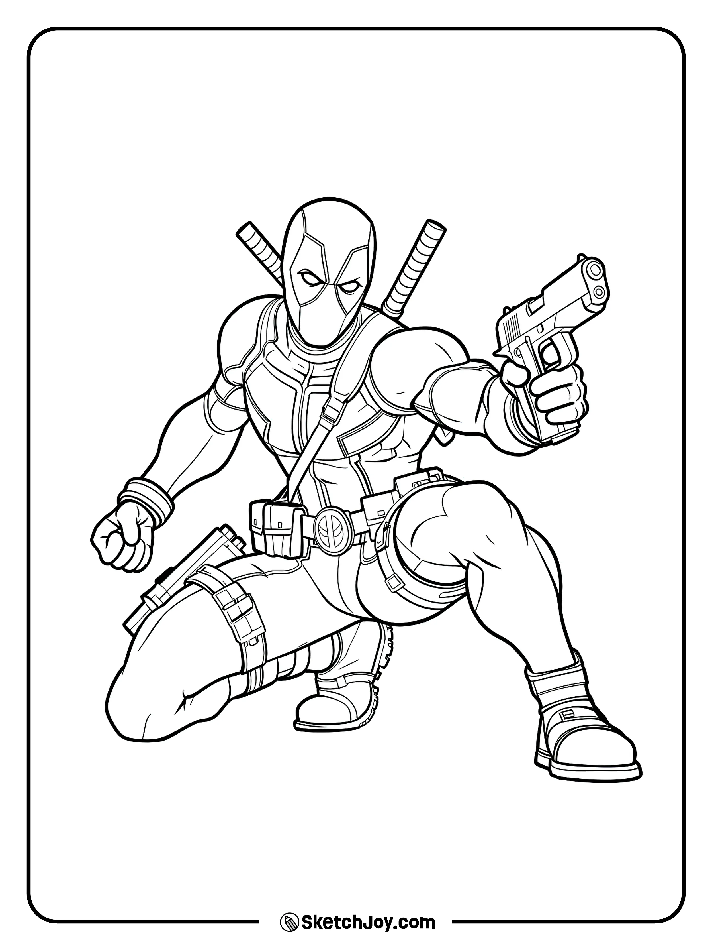 A bold battle pose with a raised blaster.