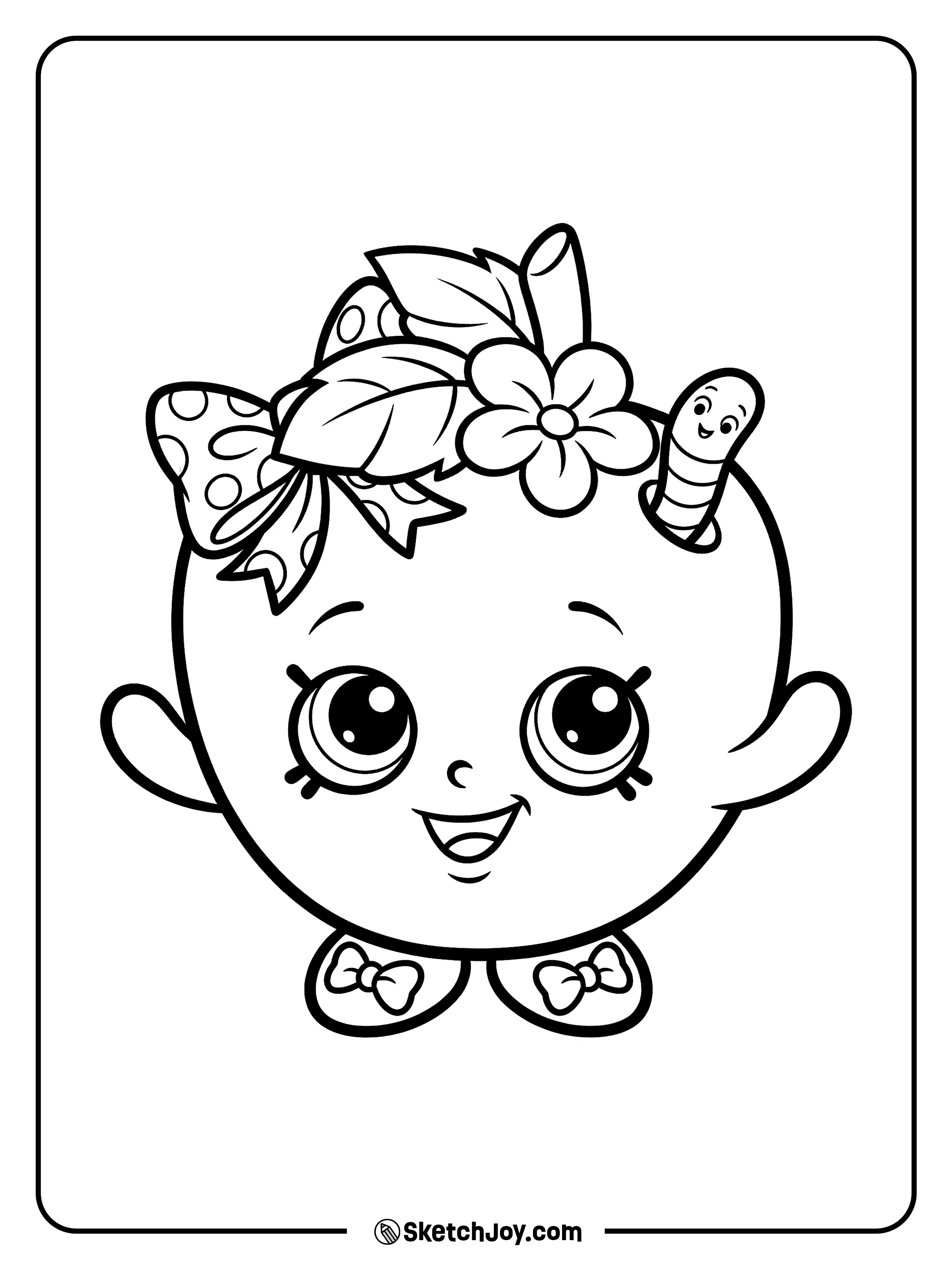 Apple Blossom stands in her classic style with a bright and friendly smile.