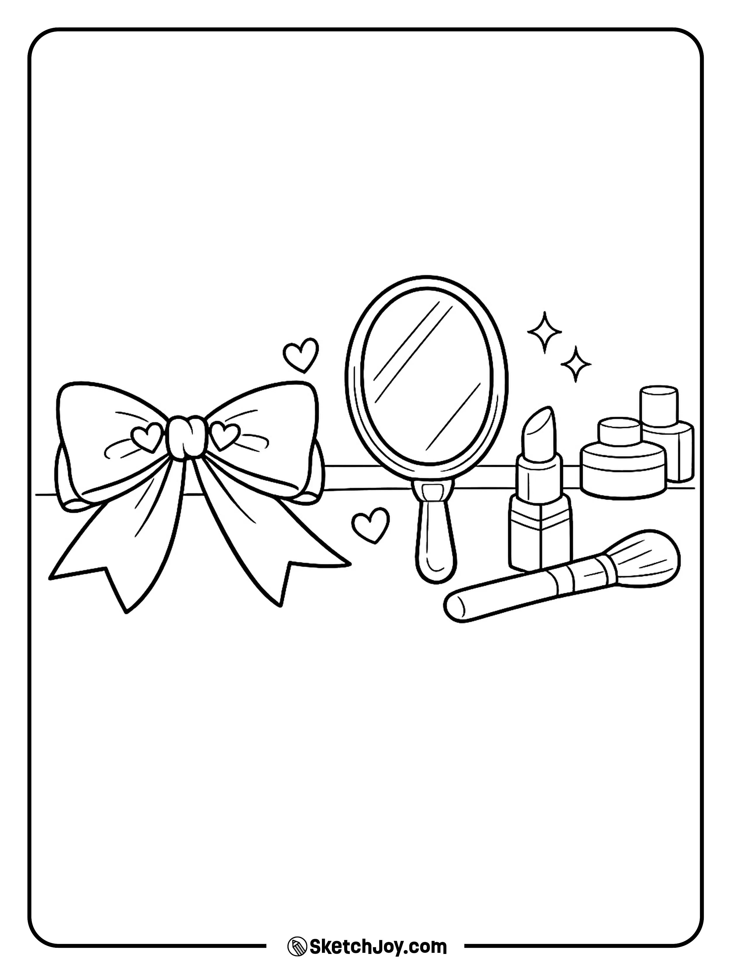 A stylish bow with a fun beauty table theme.