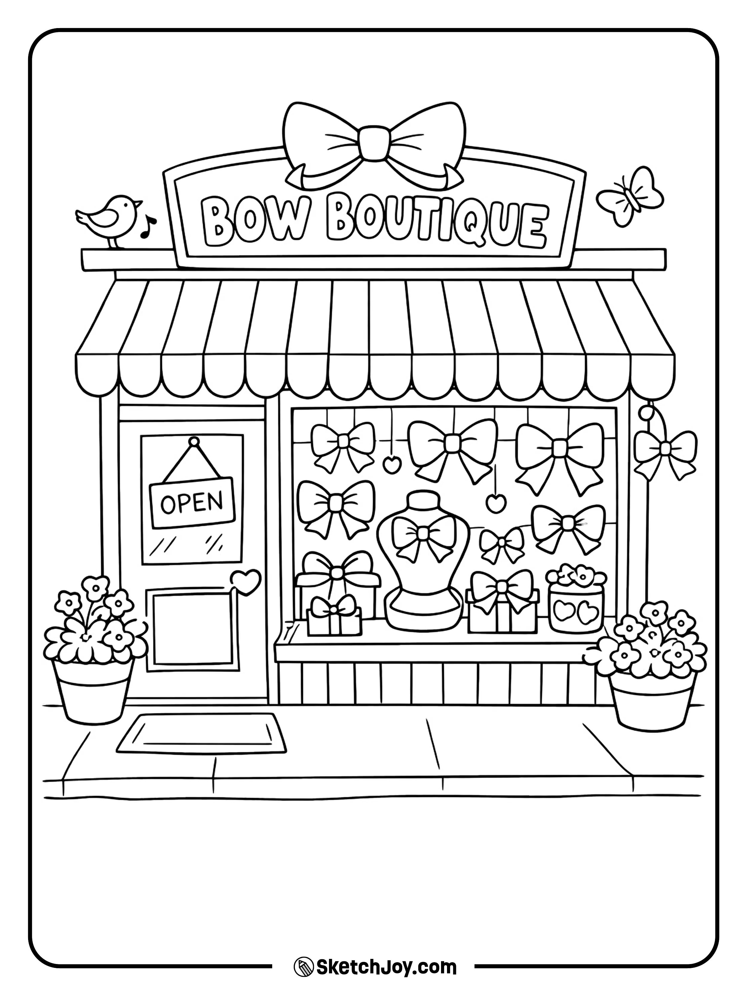 A cute little shop window full of pretty bows.