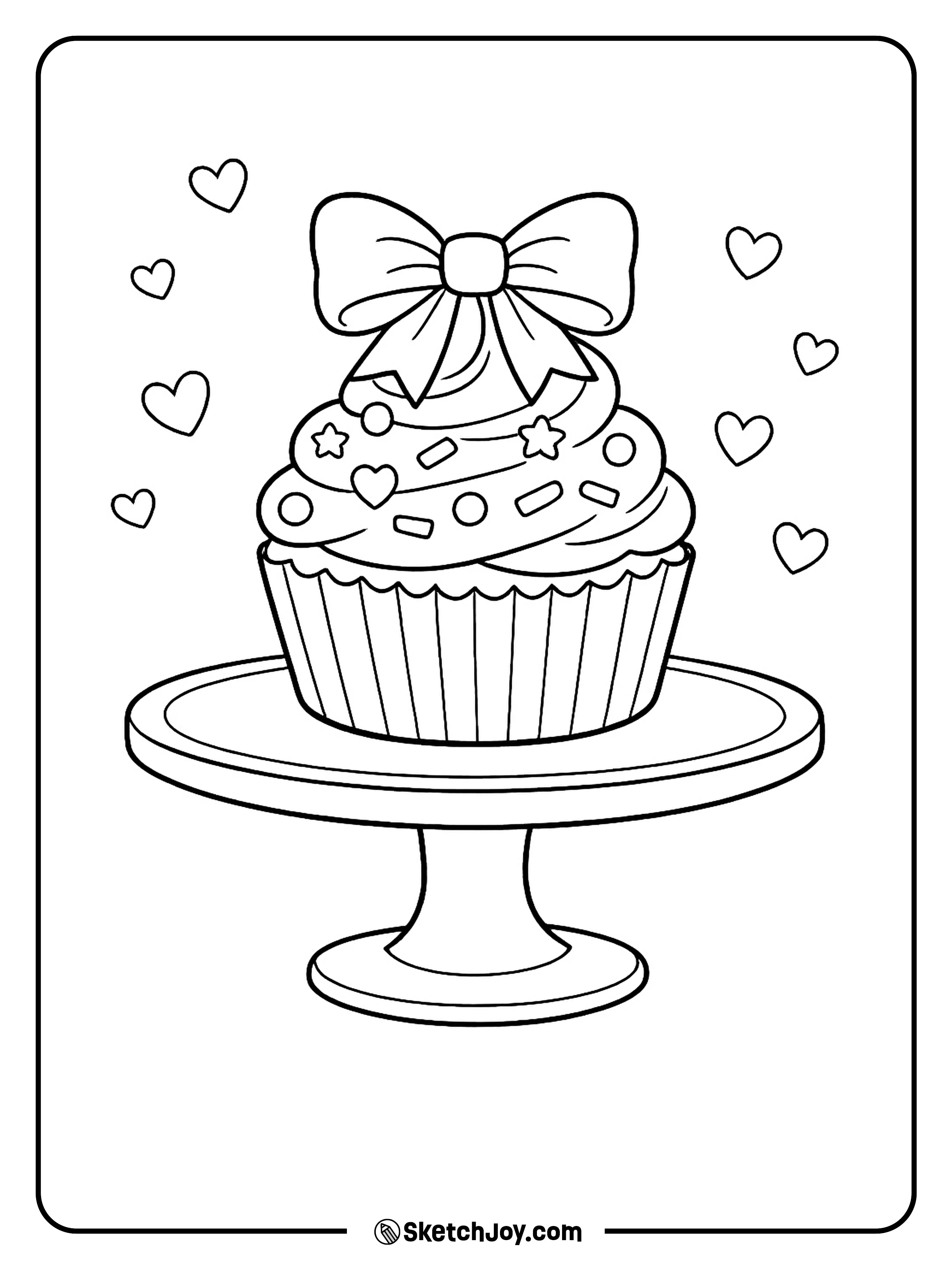 A sweet cupcake with a bow topper and bakery charm.