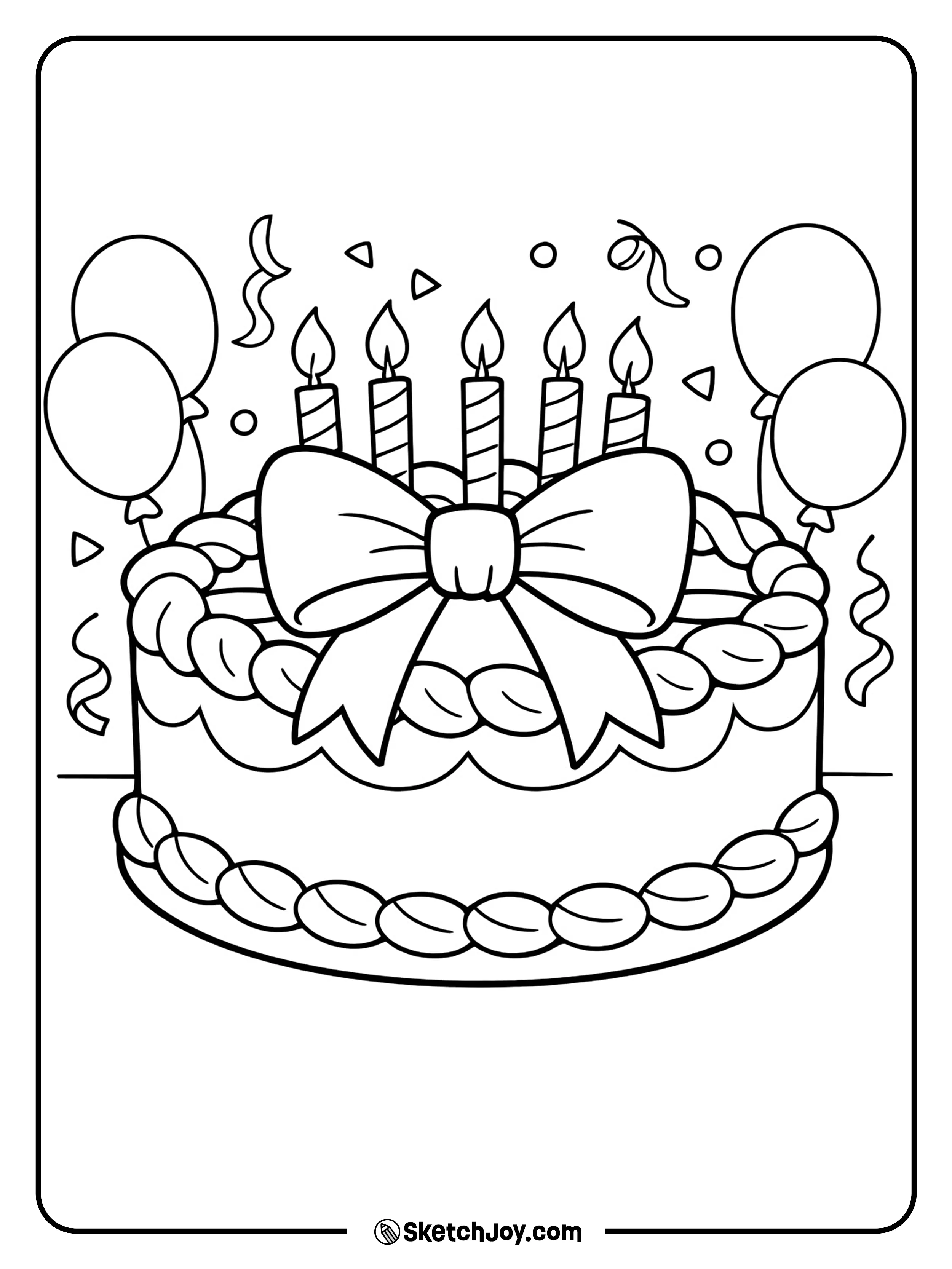 A party cake topped with a sweet ribbon bow.