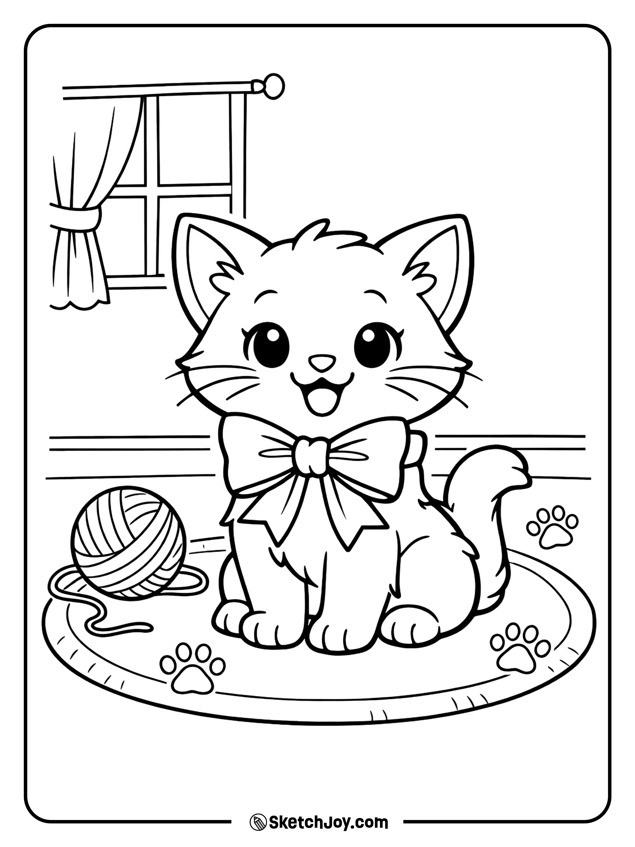 A playful cat wearing a bow around its neck.