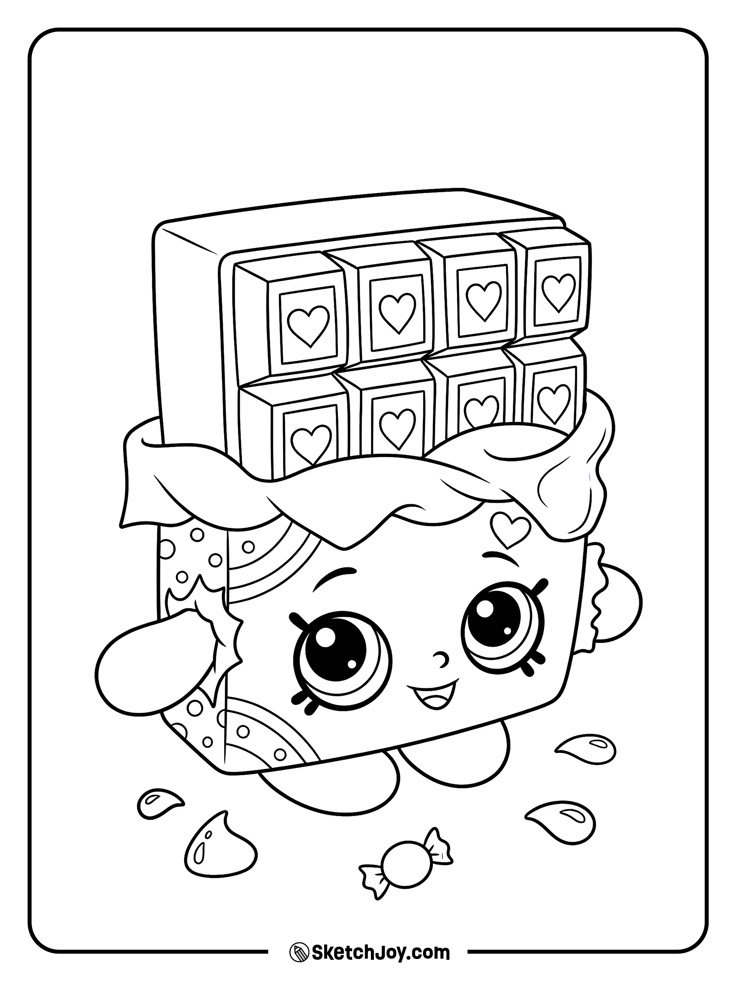 Cheeky Chocolate stands in her classic style with a cheerful look.