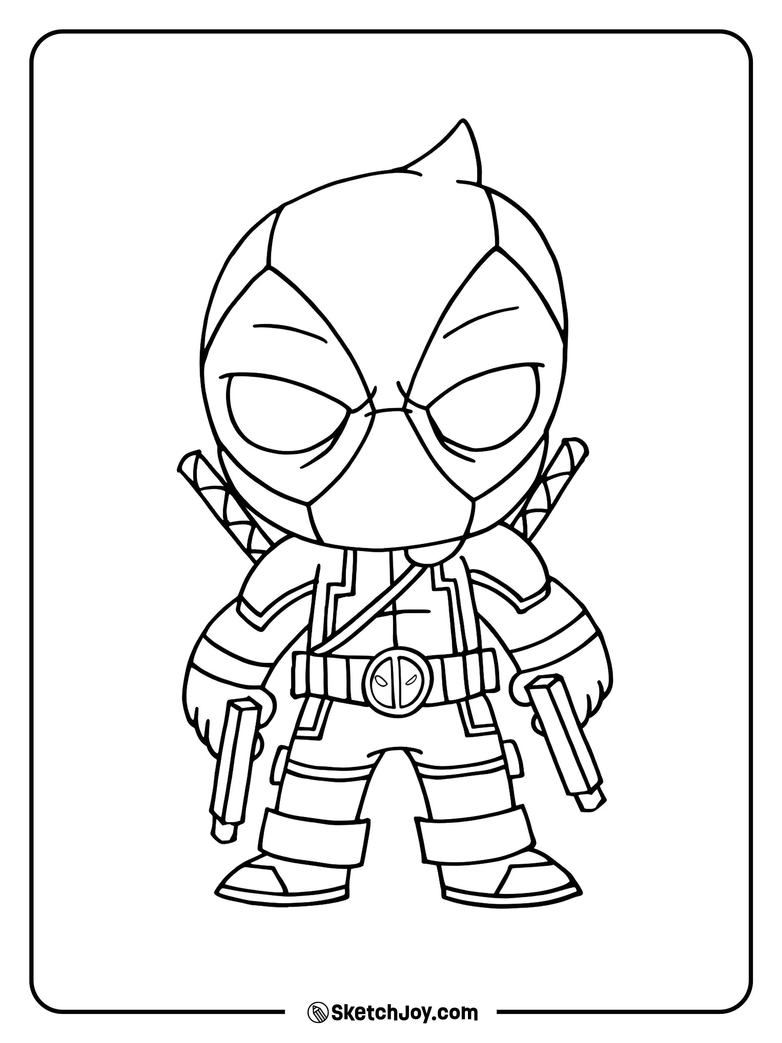 A tiny fighter stands ready with two blasters.