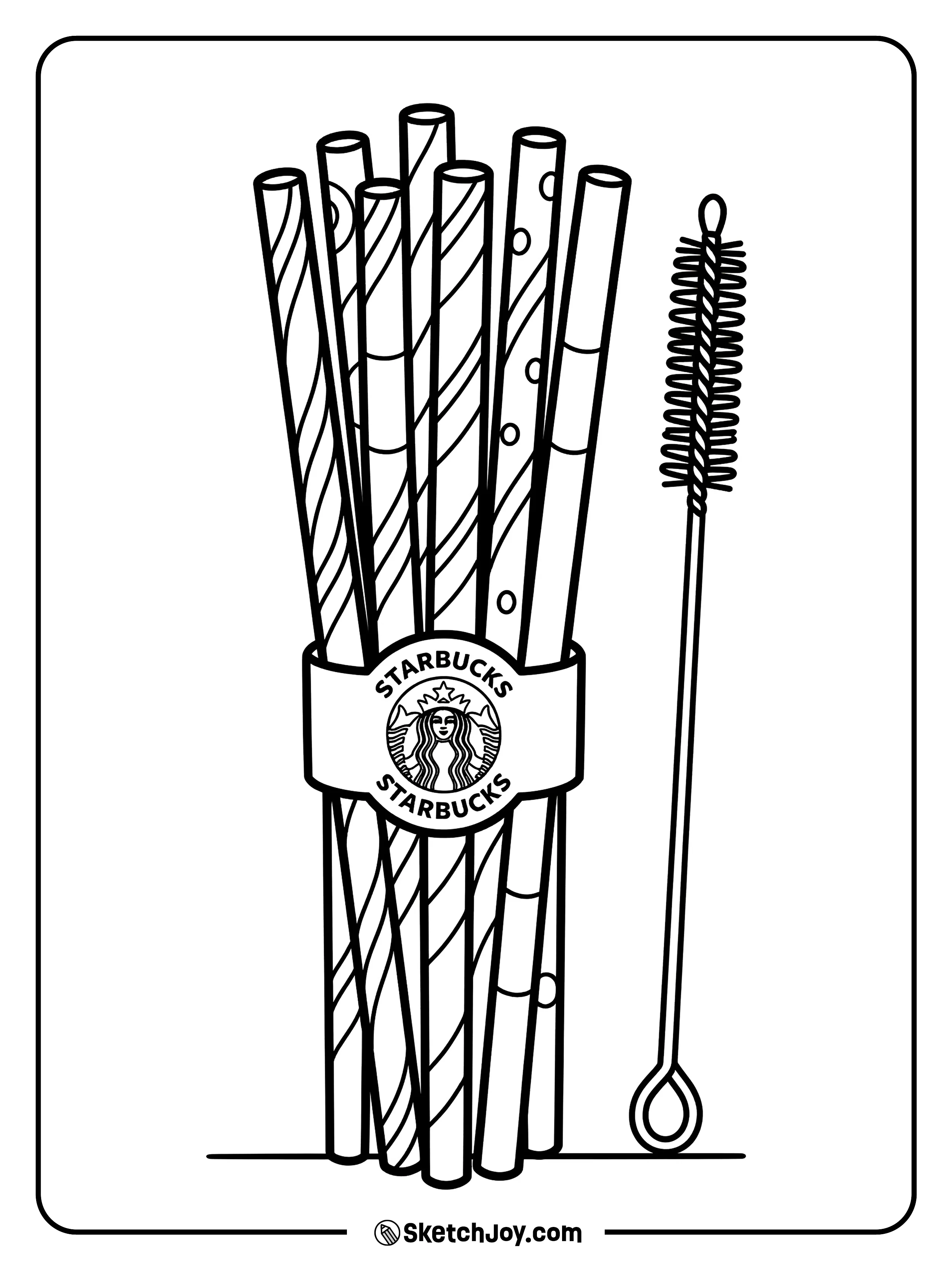A set of different straws with a small cleaning brush.