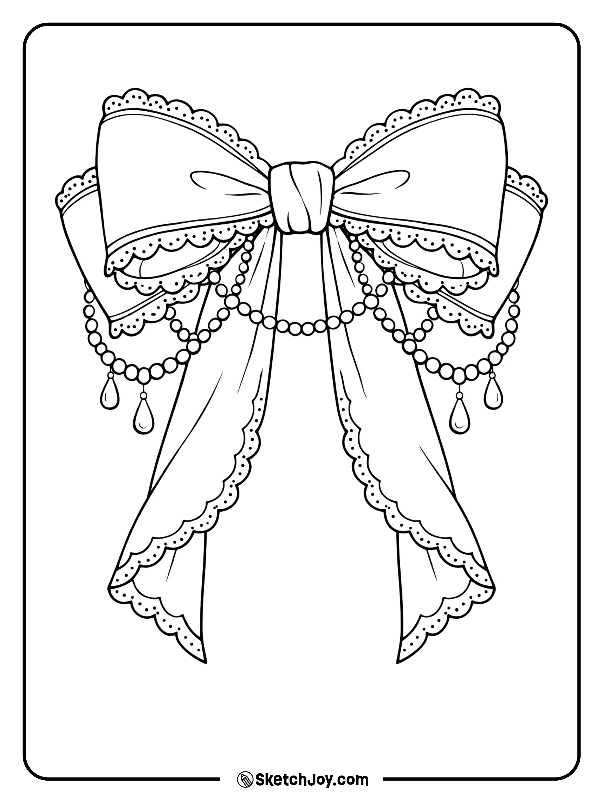 A fancy bow with pearl details and a soft pretty look.