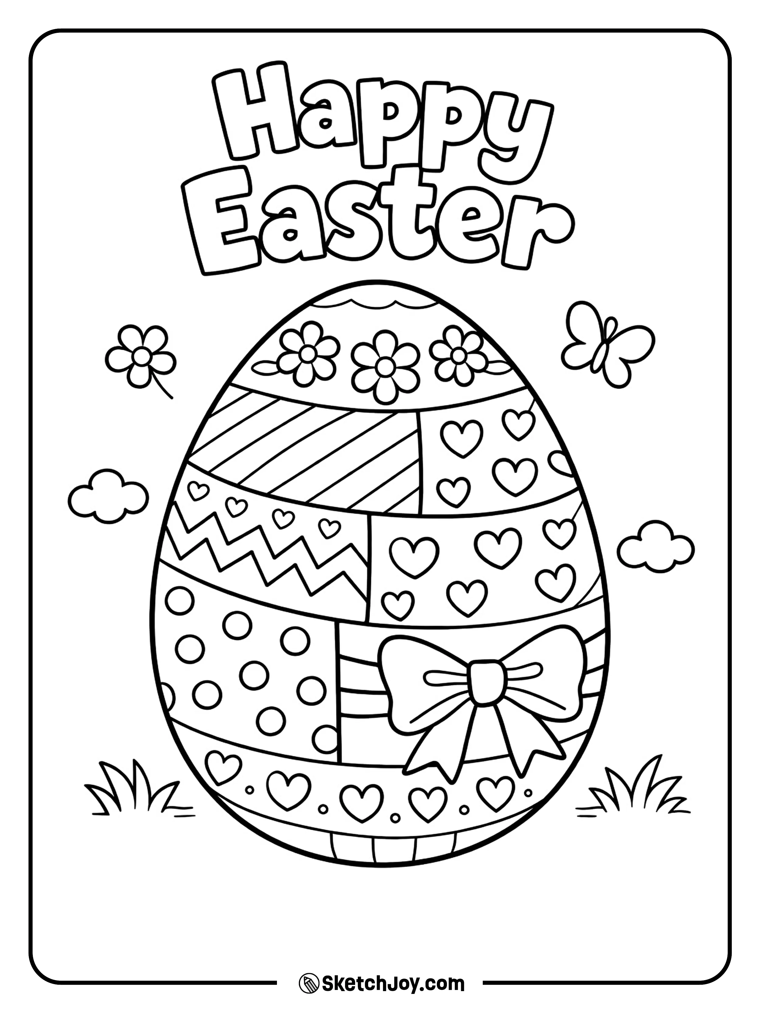 One giant egg is split into many fun pattern parts.