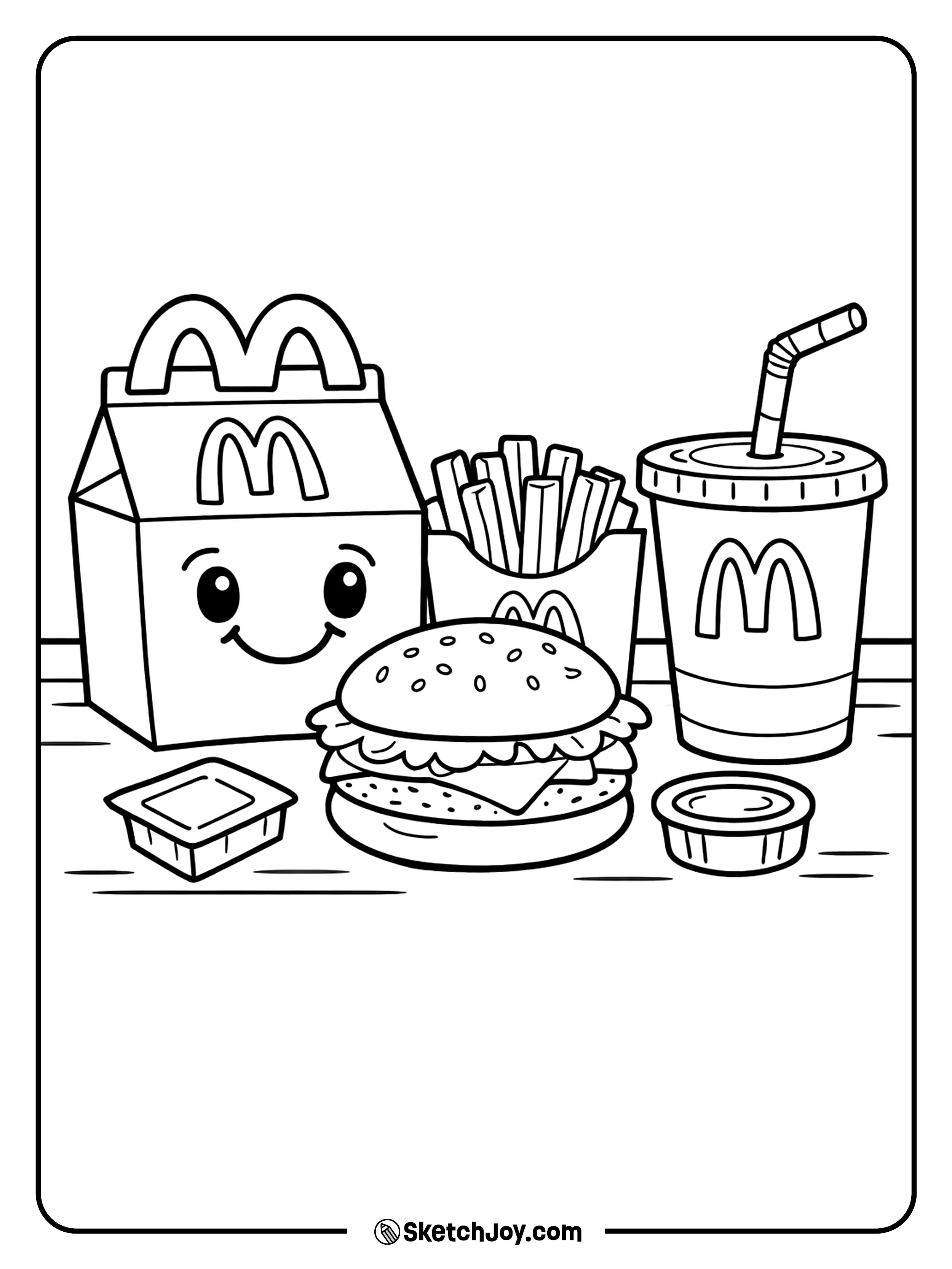 A tasty burger served in a fun McDonald's meal box with a cheerful look.