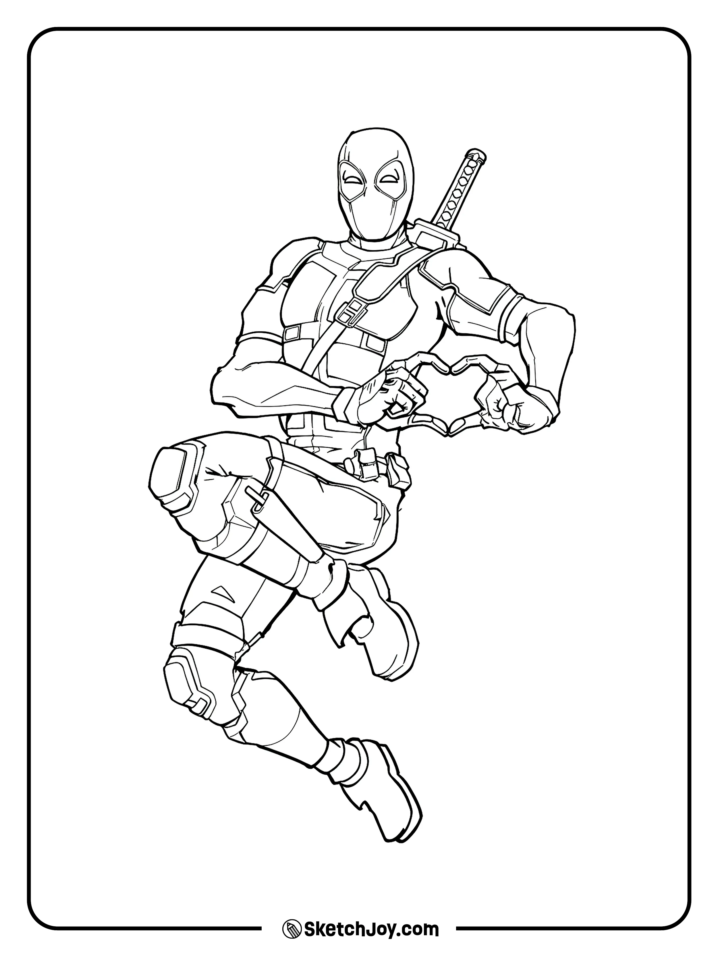 A playful leap with a heart sign.