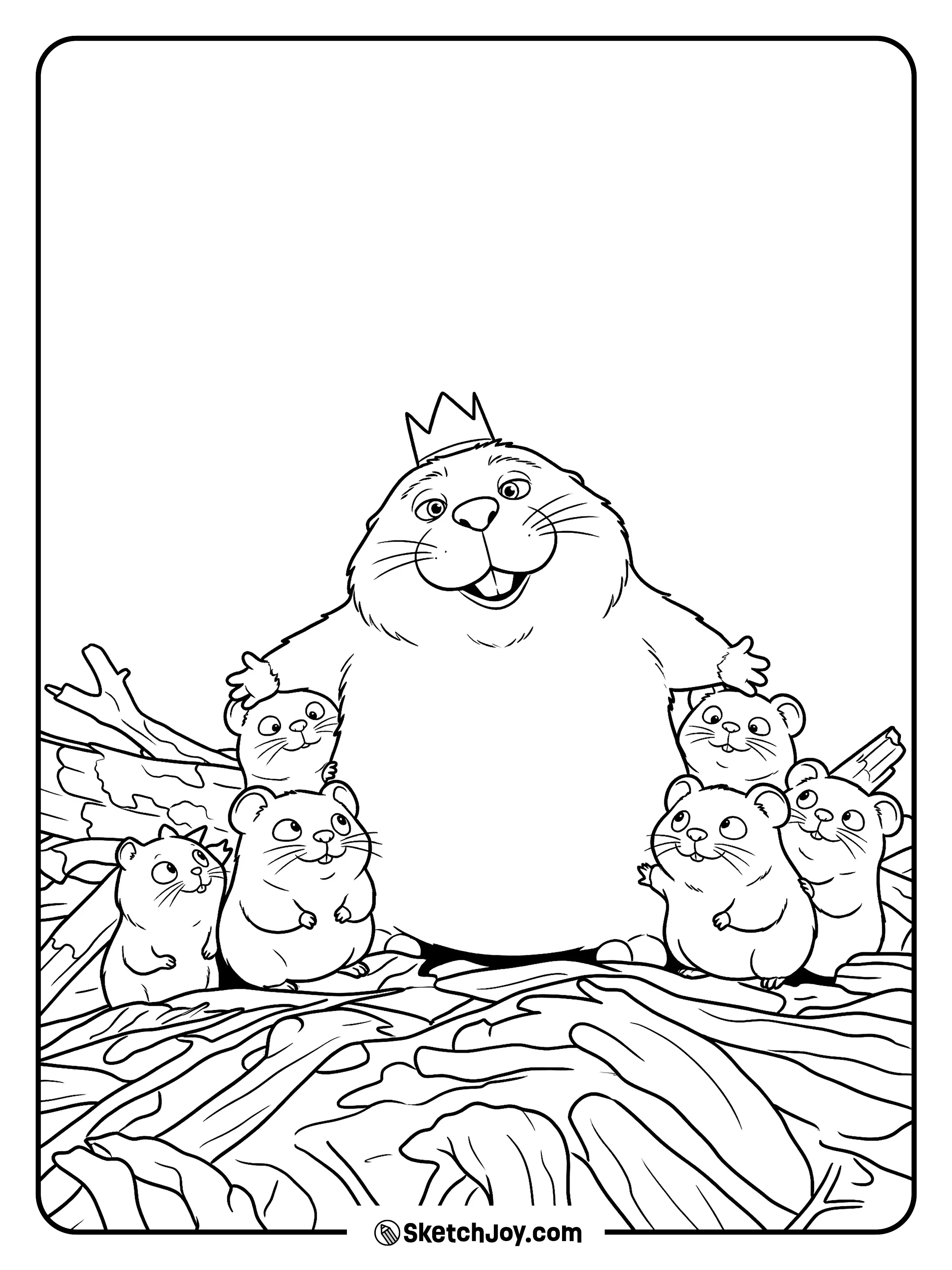 King George stands with his beaver crew.