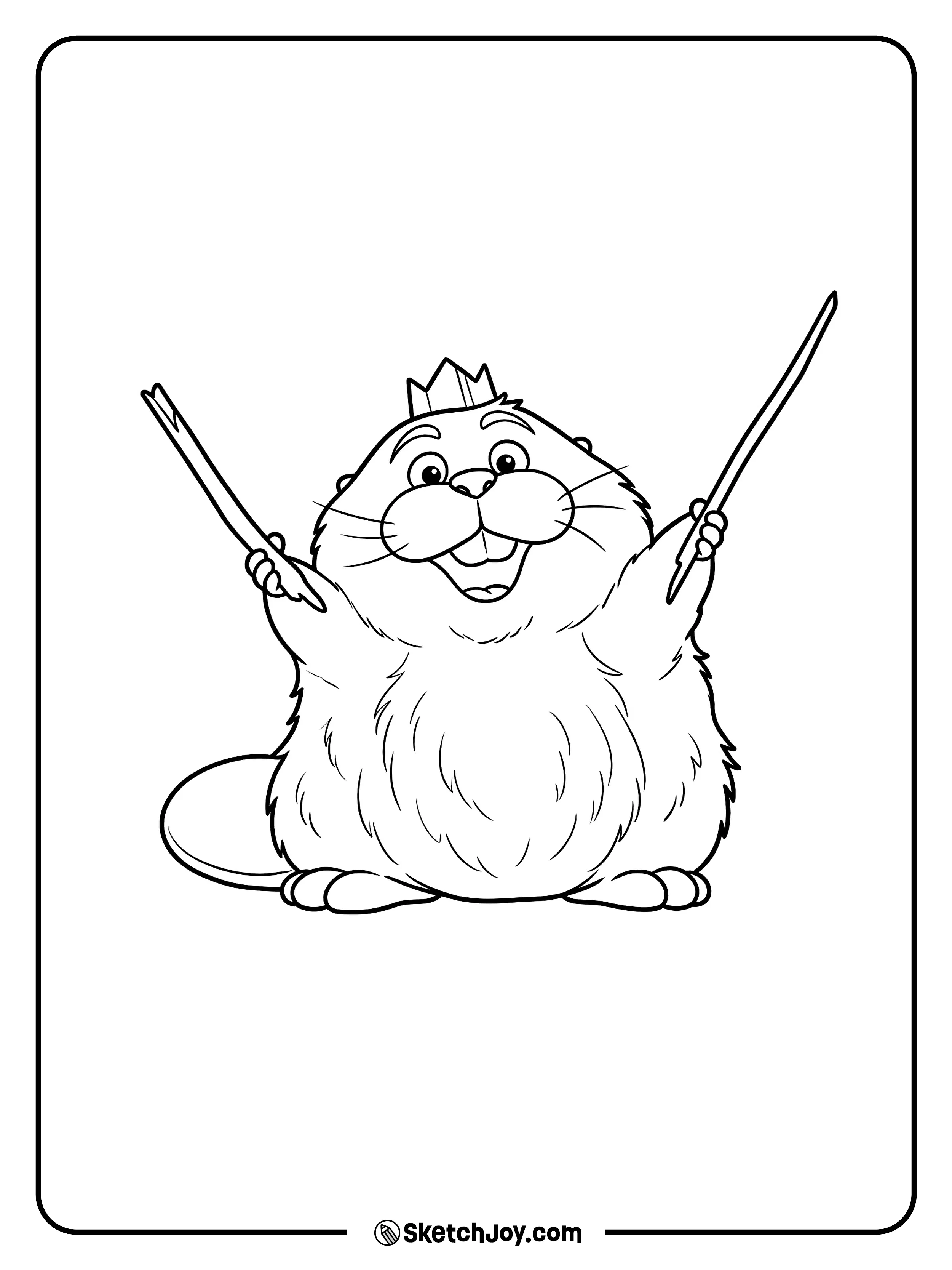 King George lifts two big sticks.