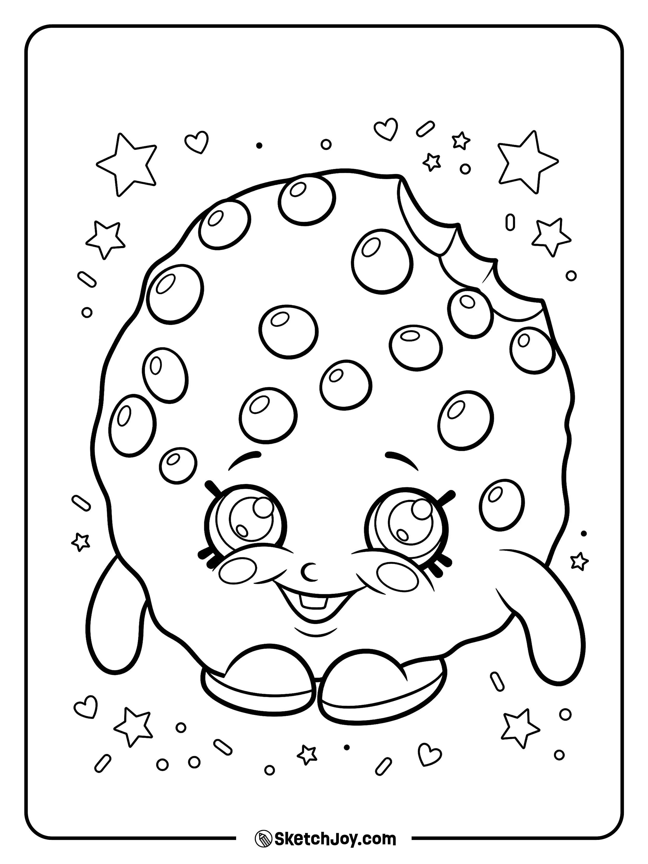 Kooky Cookie stands in her well-known style with a cute smile.