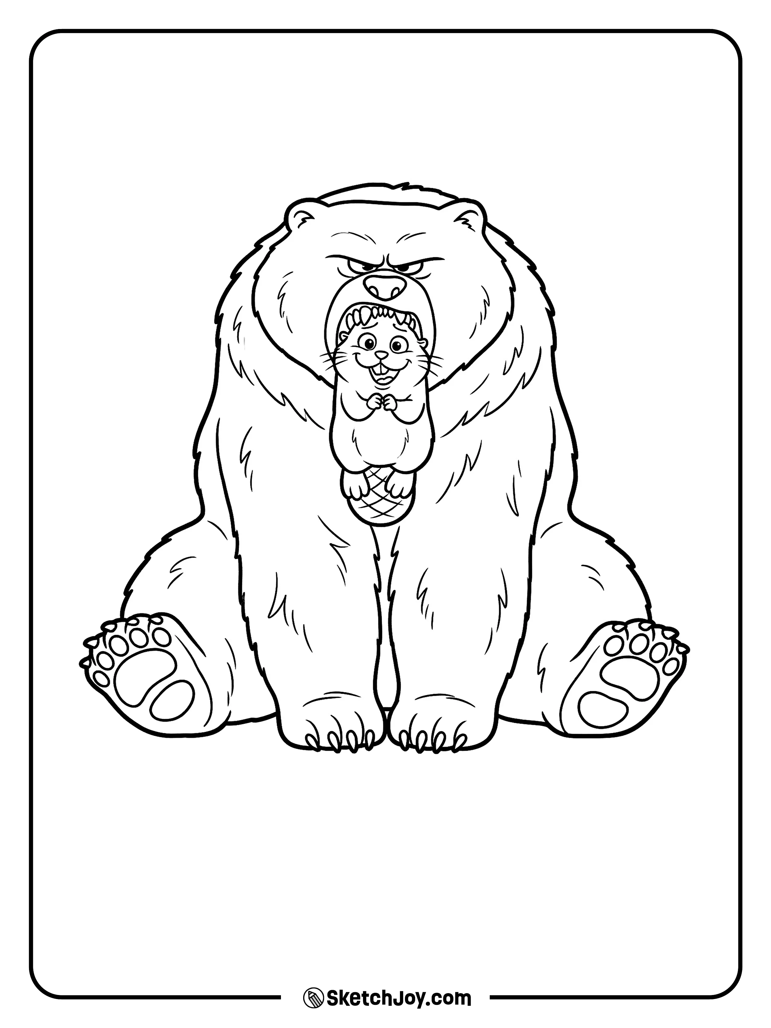 Mabel hangs in Ellen Bear’s mouth.