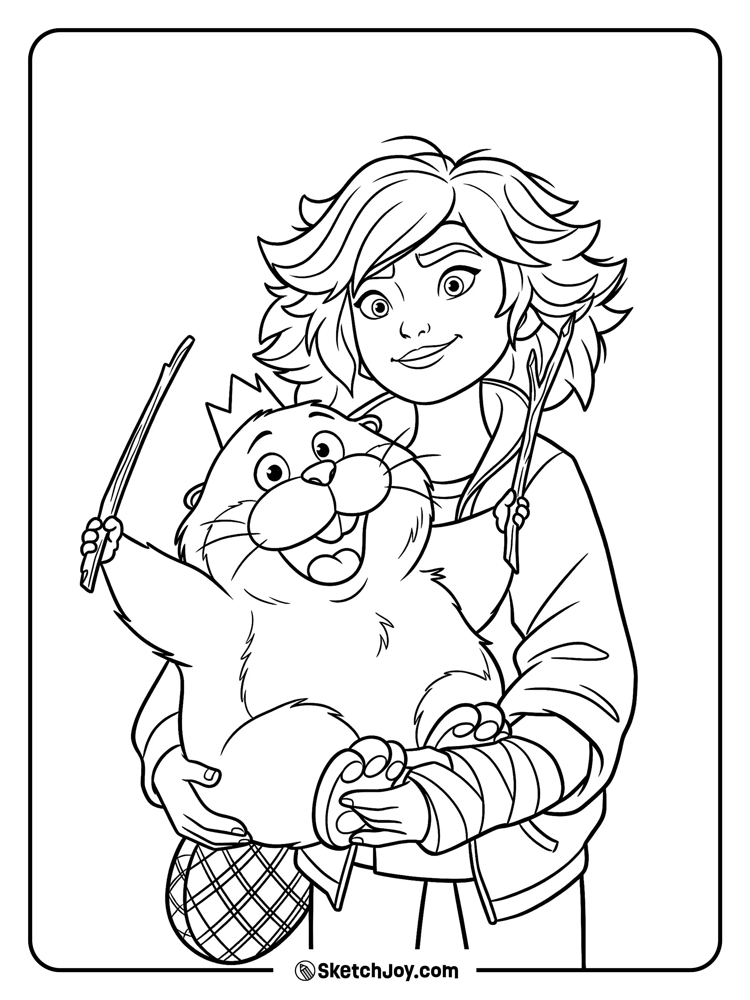 Mabel holds King George with a smile.