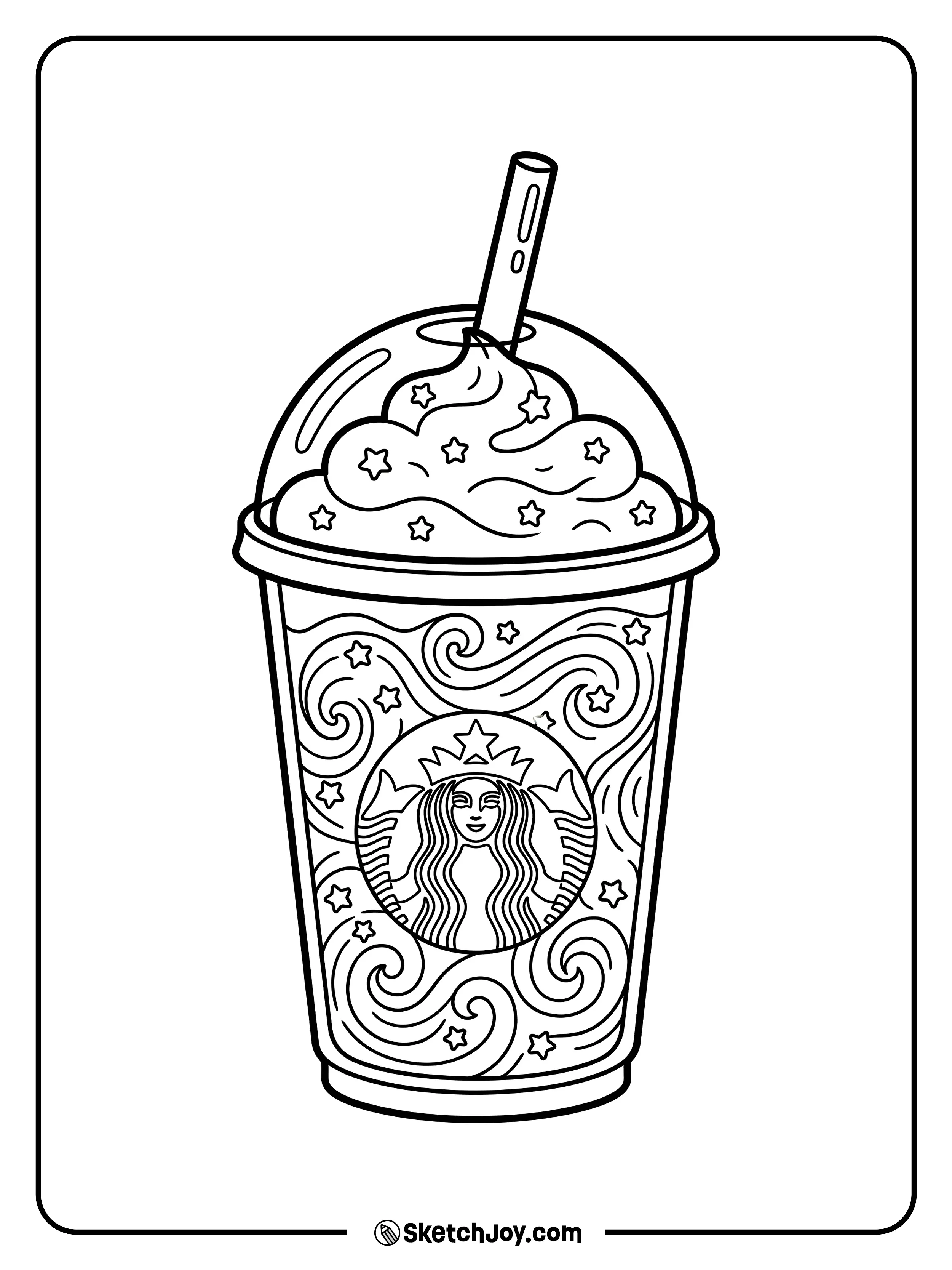 A colorful frozen drink with stars and pretty swirls.