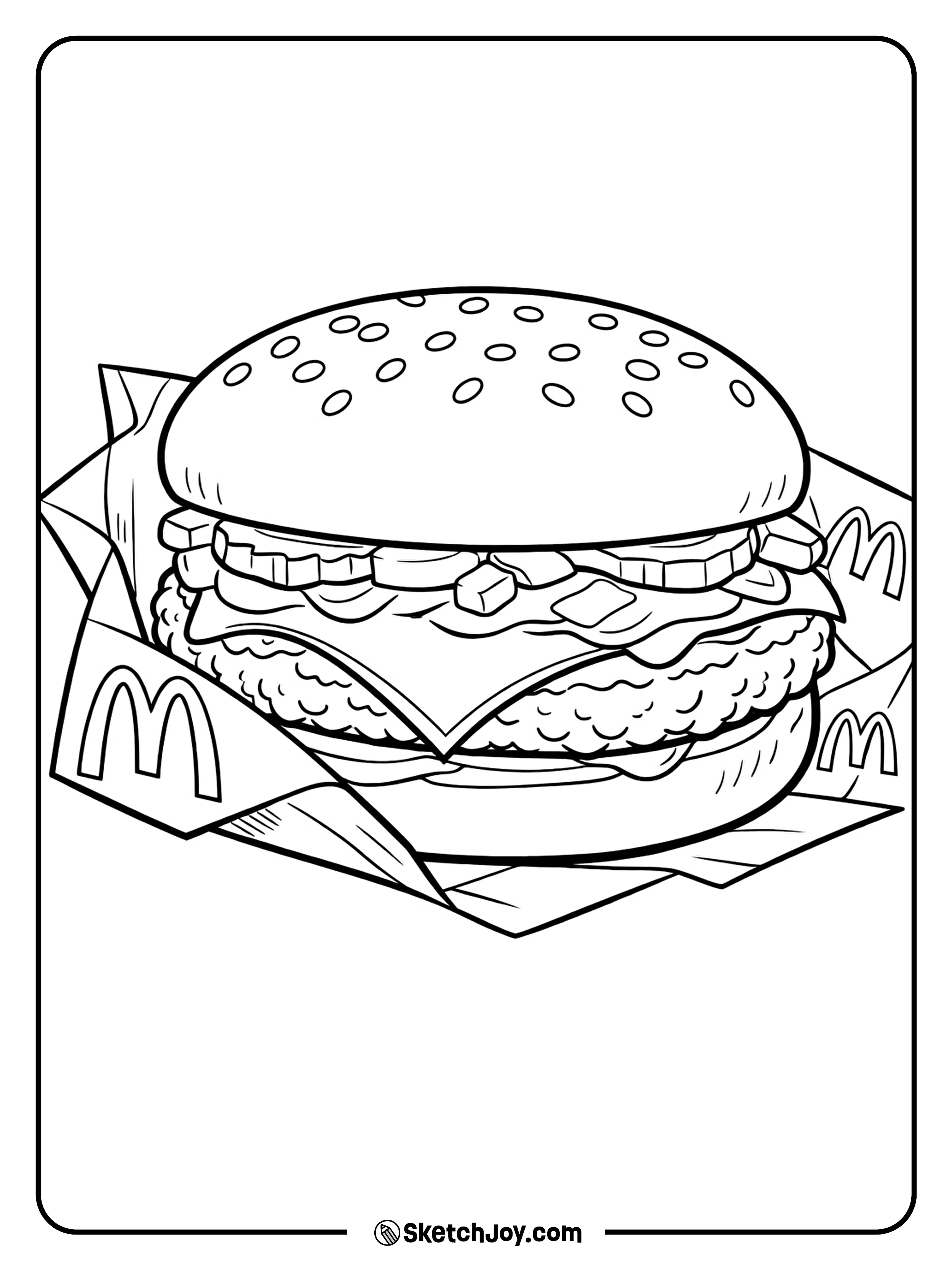 A simple cheeseburger shown up close with bold layers and a classic fast food look.