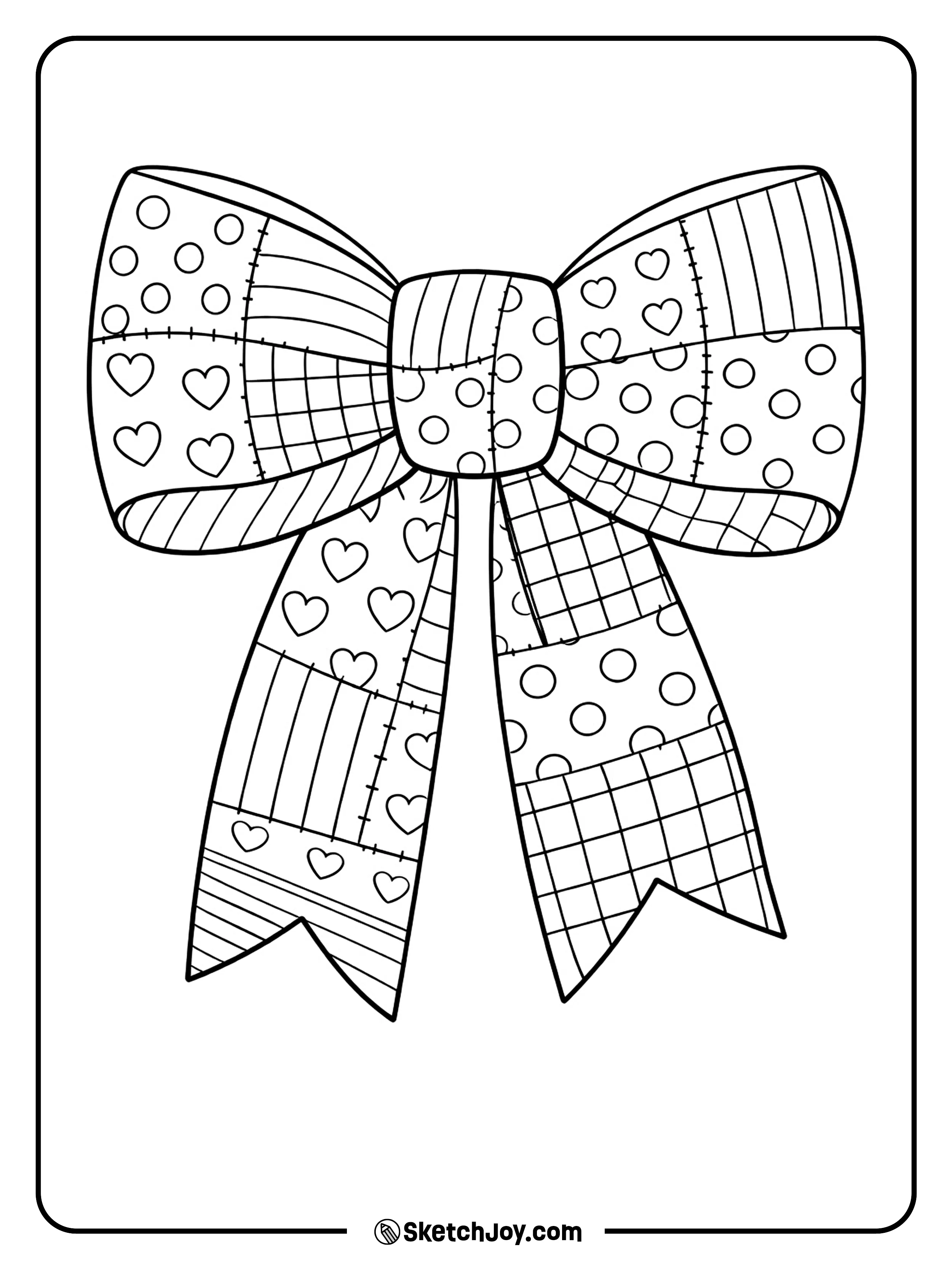 A bow made from fun patchwork pieces and simple patterns.