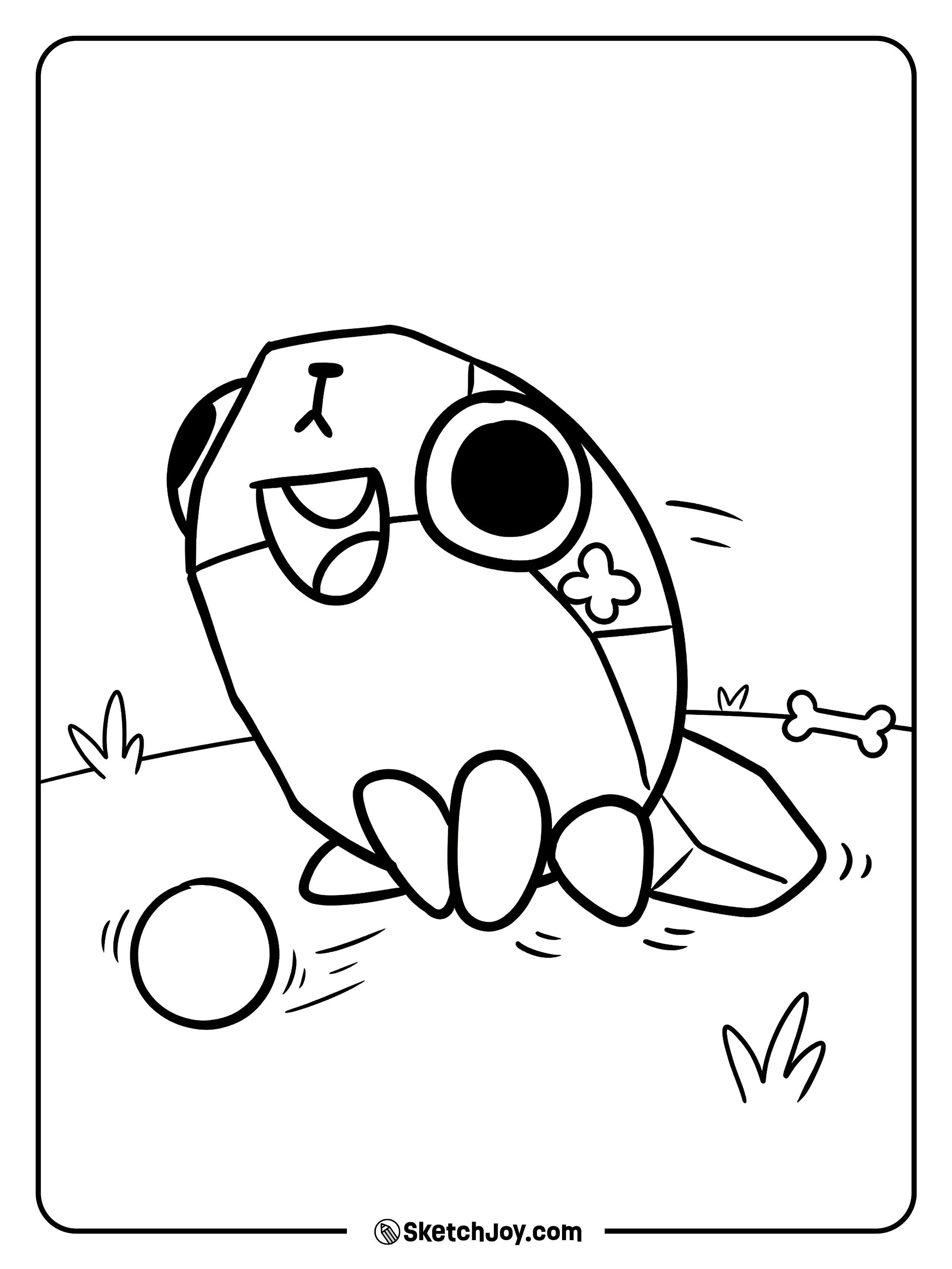 Pebble runs after a ball with lots of playful energy.