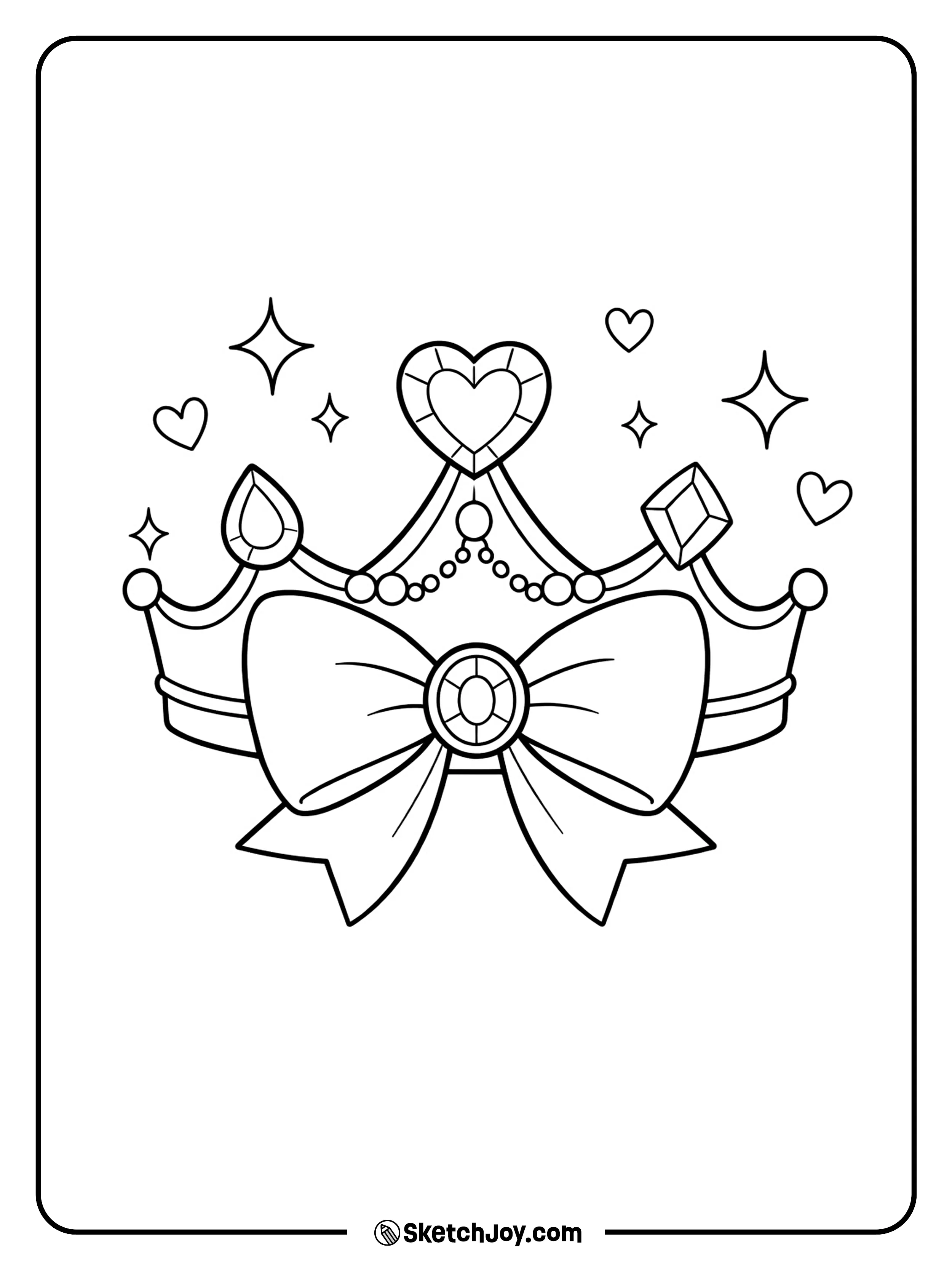 A pretty crown decorated with a lovely ribbon bow.