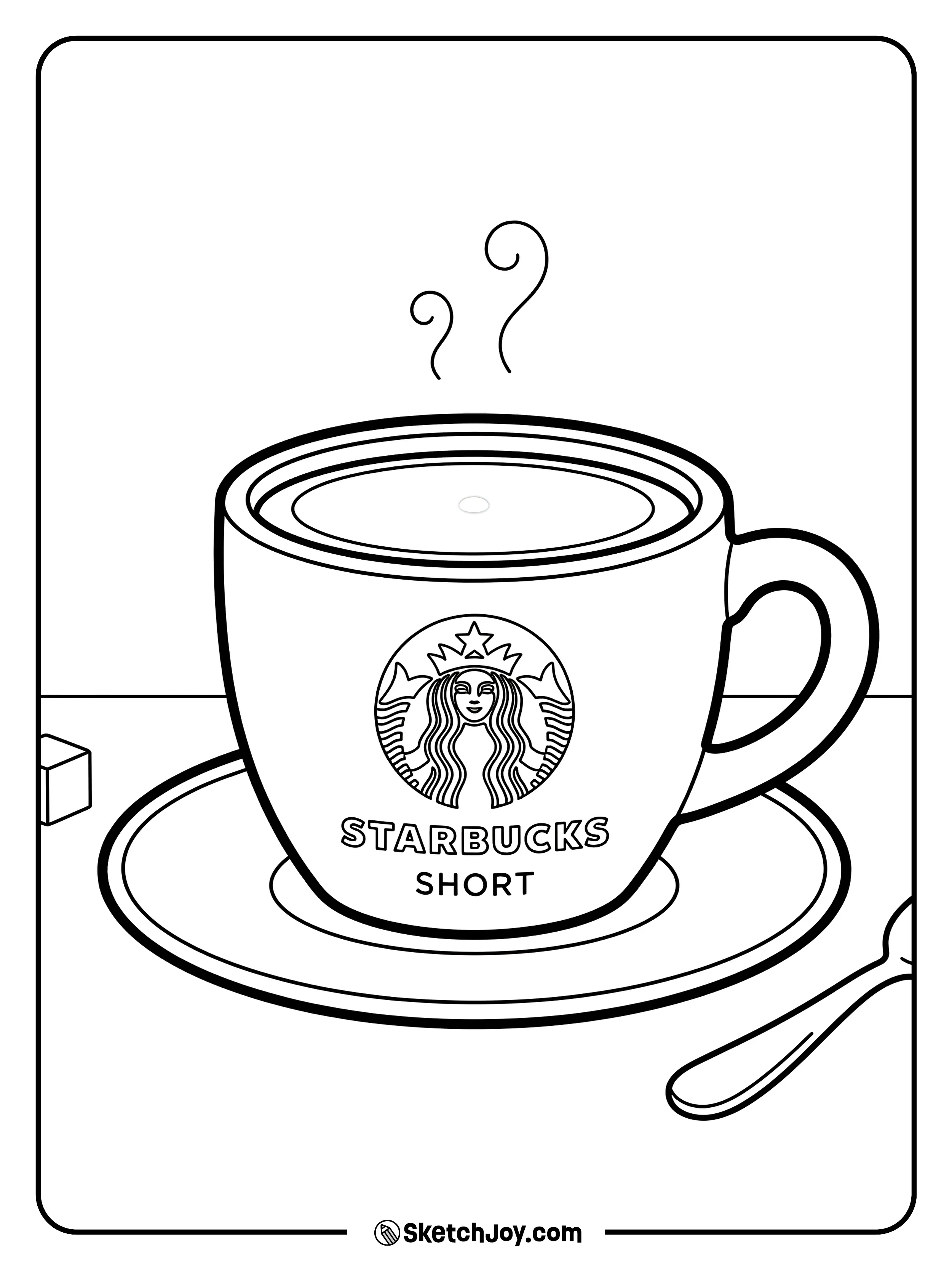 A small ceramic cup filled with a smooth, milky coffee.