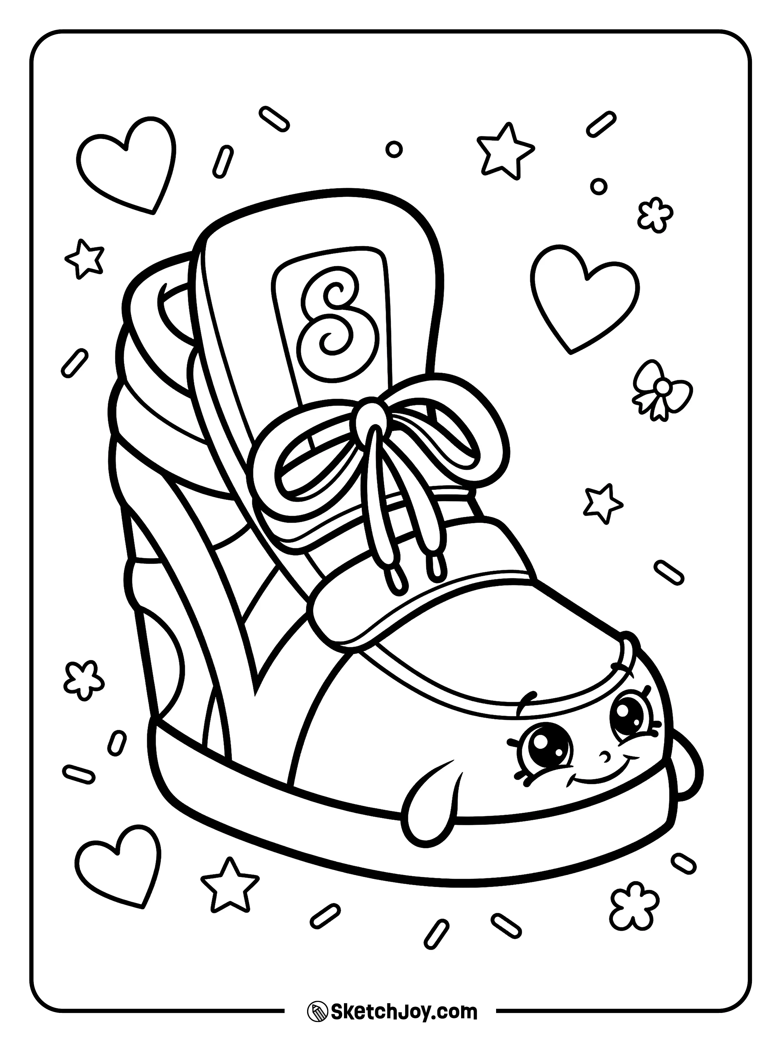 Sneaky Wedge shows off a fun high-top look with stars and hearts around her.