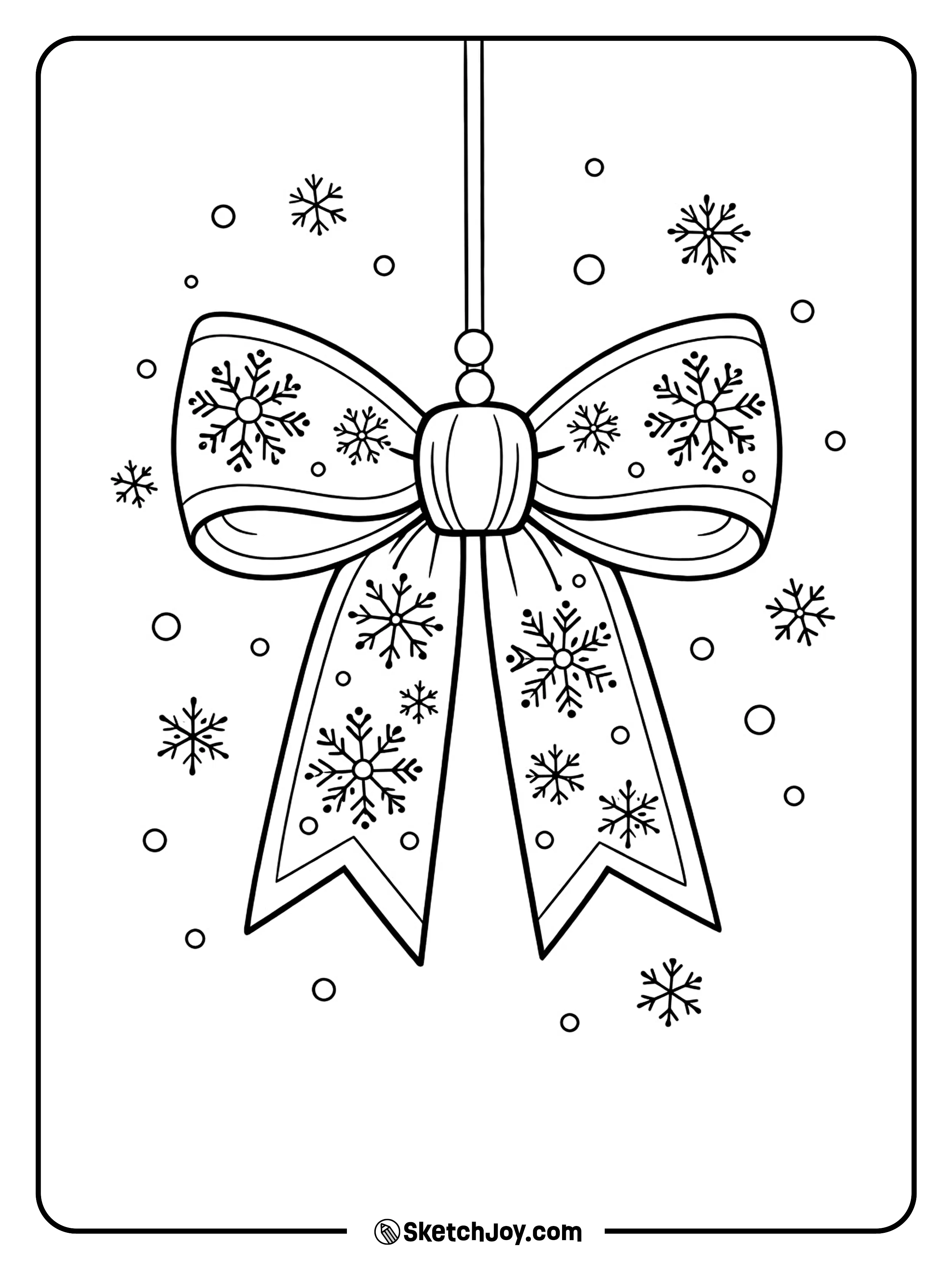 A winter bow mixed with snowflakes and festive charm.