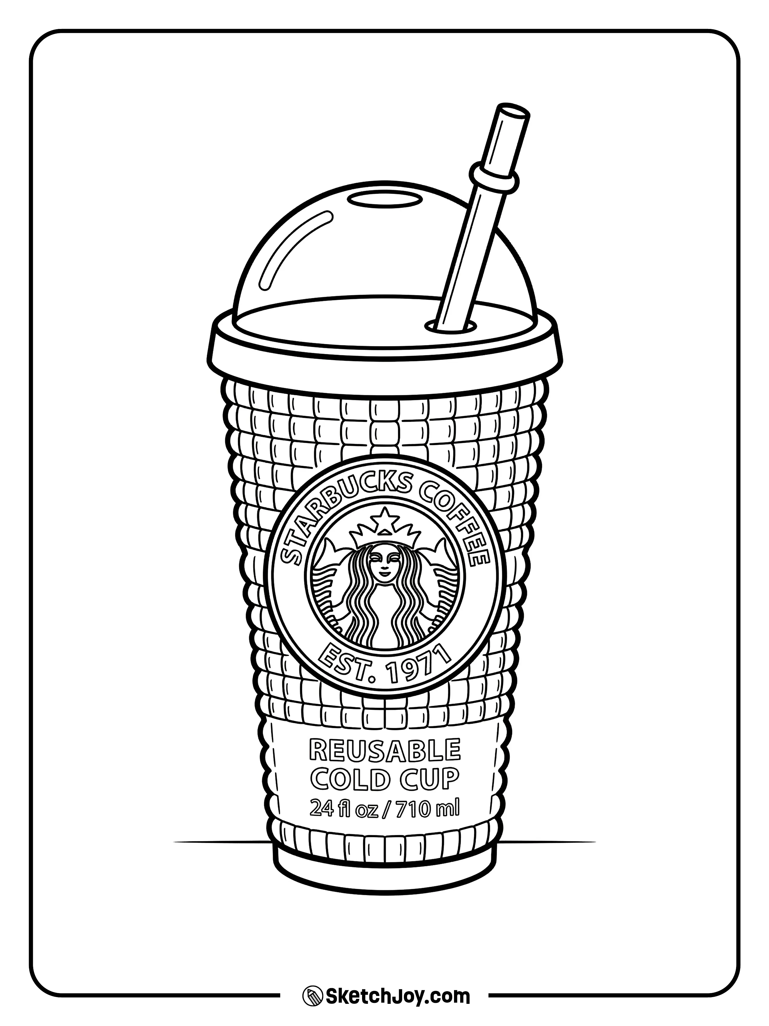 A fancy reusable cup with a bumpy texture and a straw.