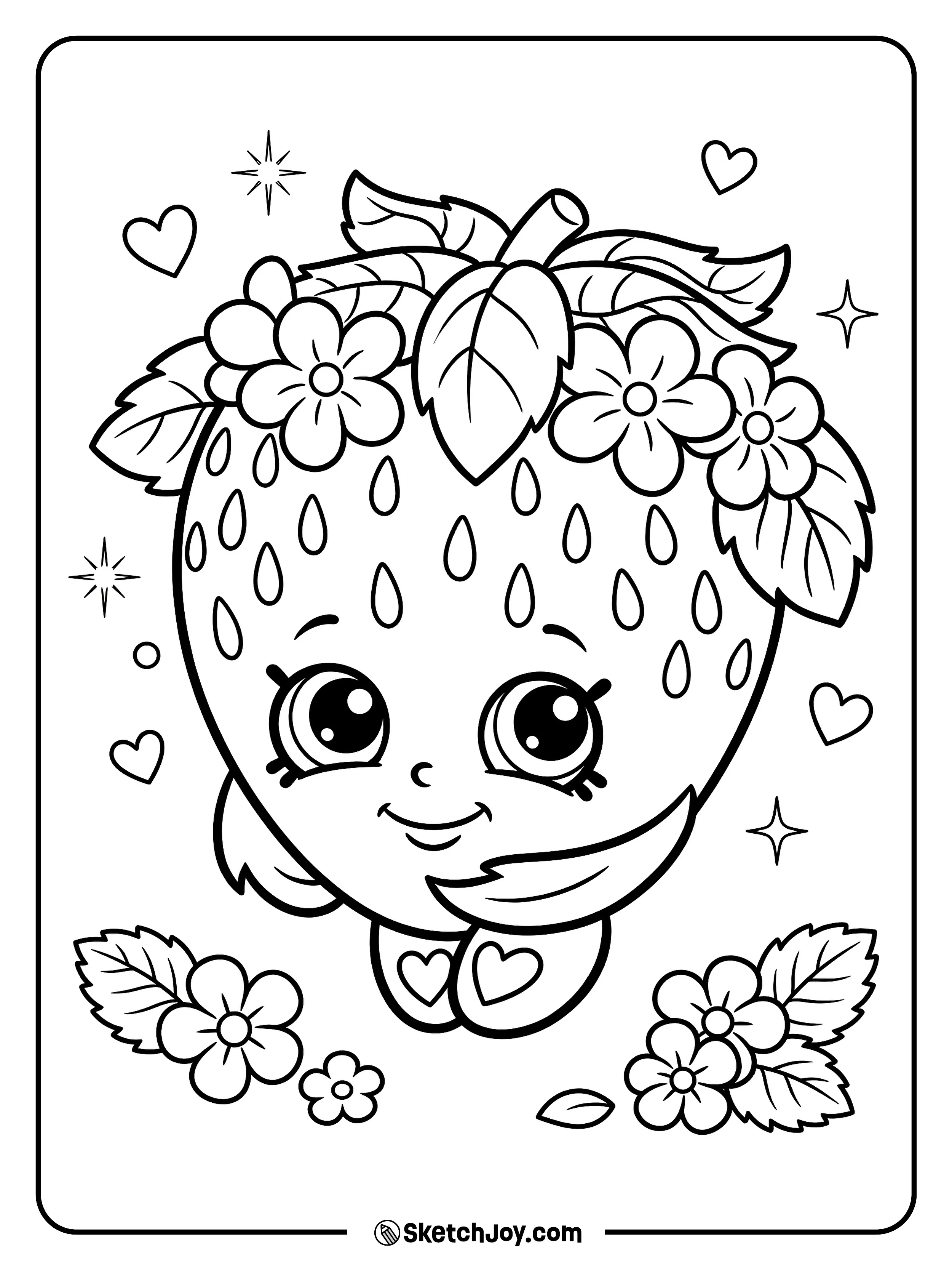 Strawberry Kiss stands in her classic style and looks bright and fun.