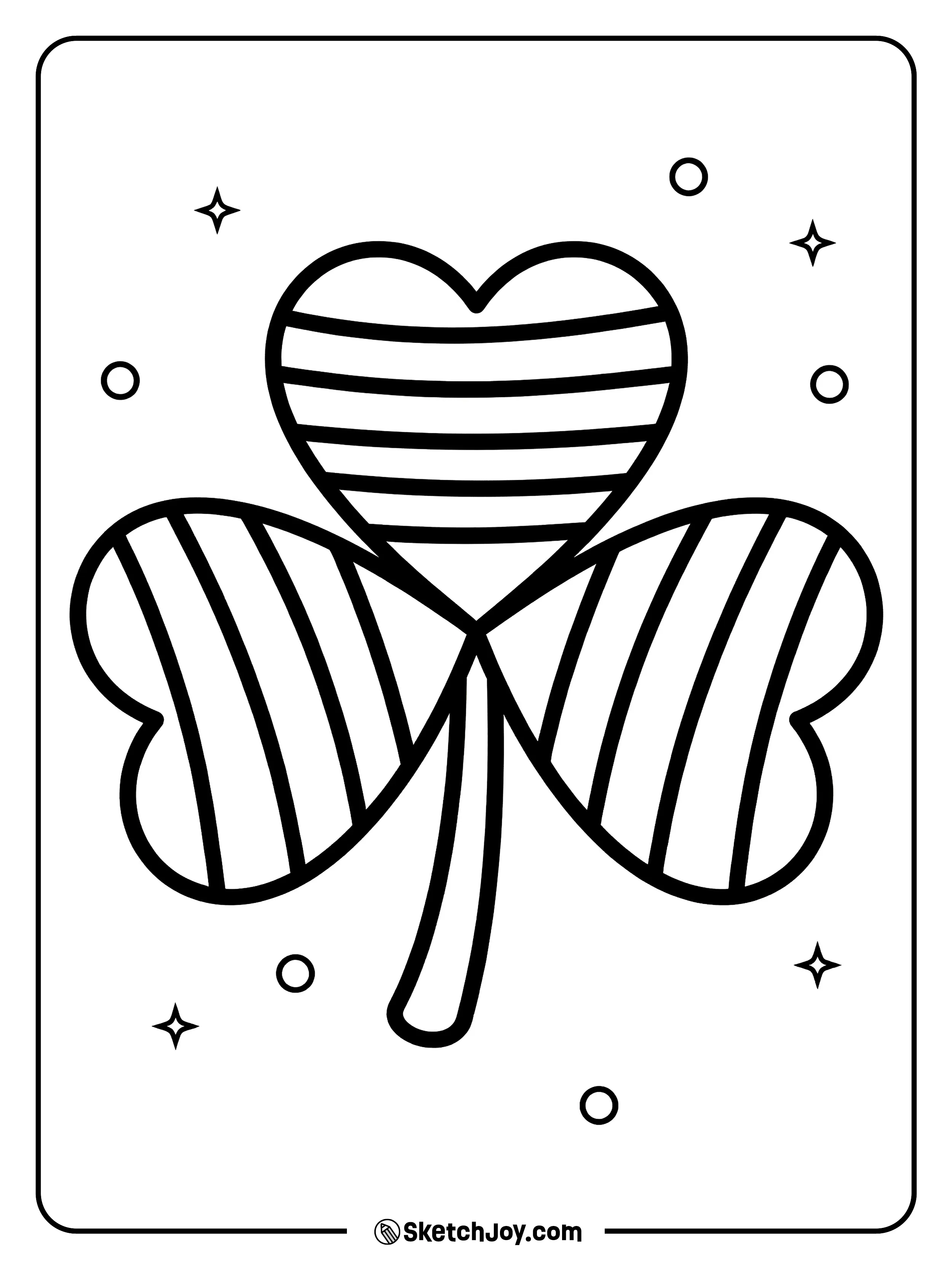 A shamrock with a bold striped pattern across its leaves.