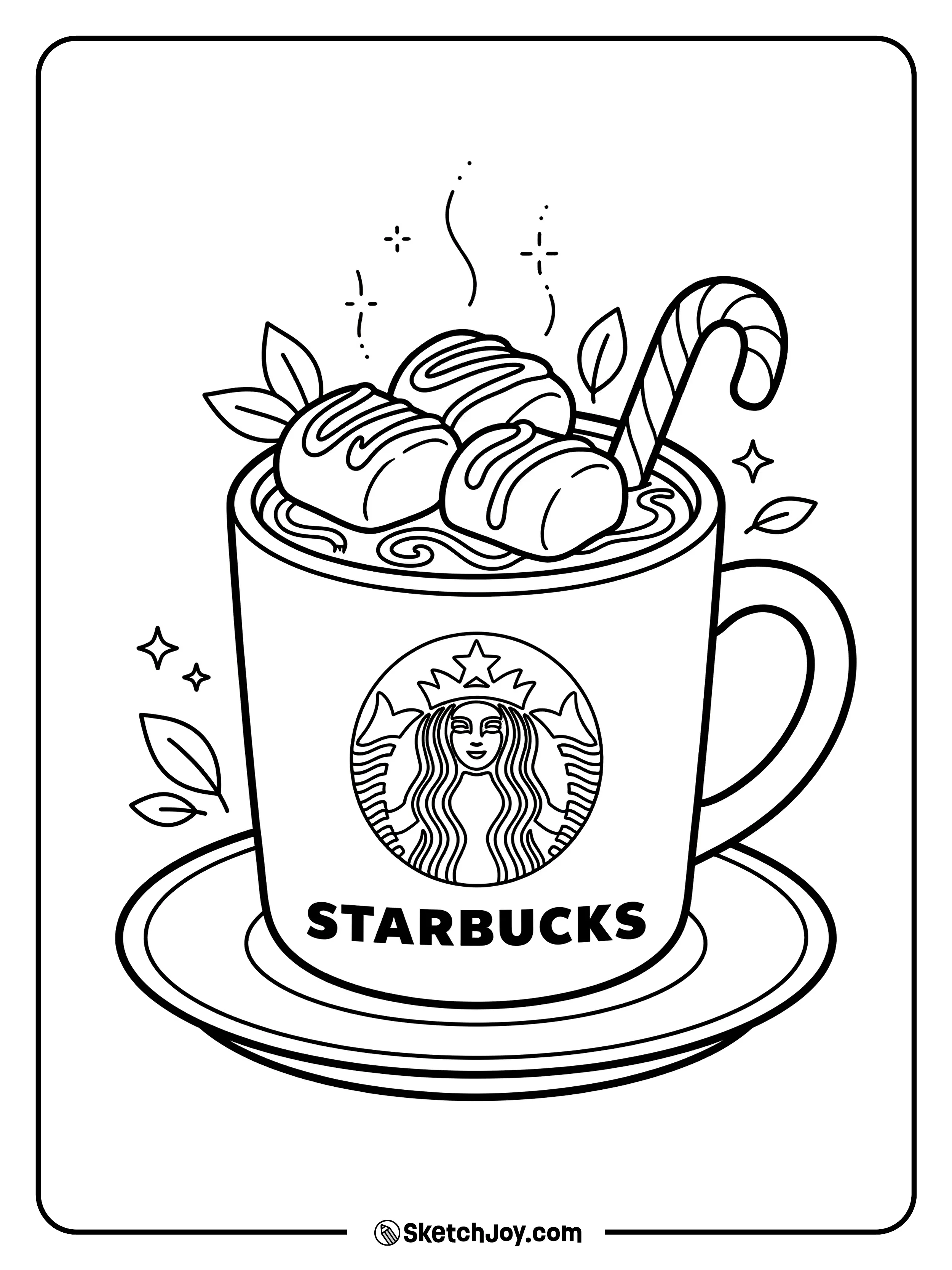 A mug of hot chocolate with fluffy marshmallows on top.