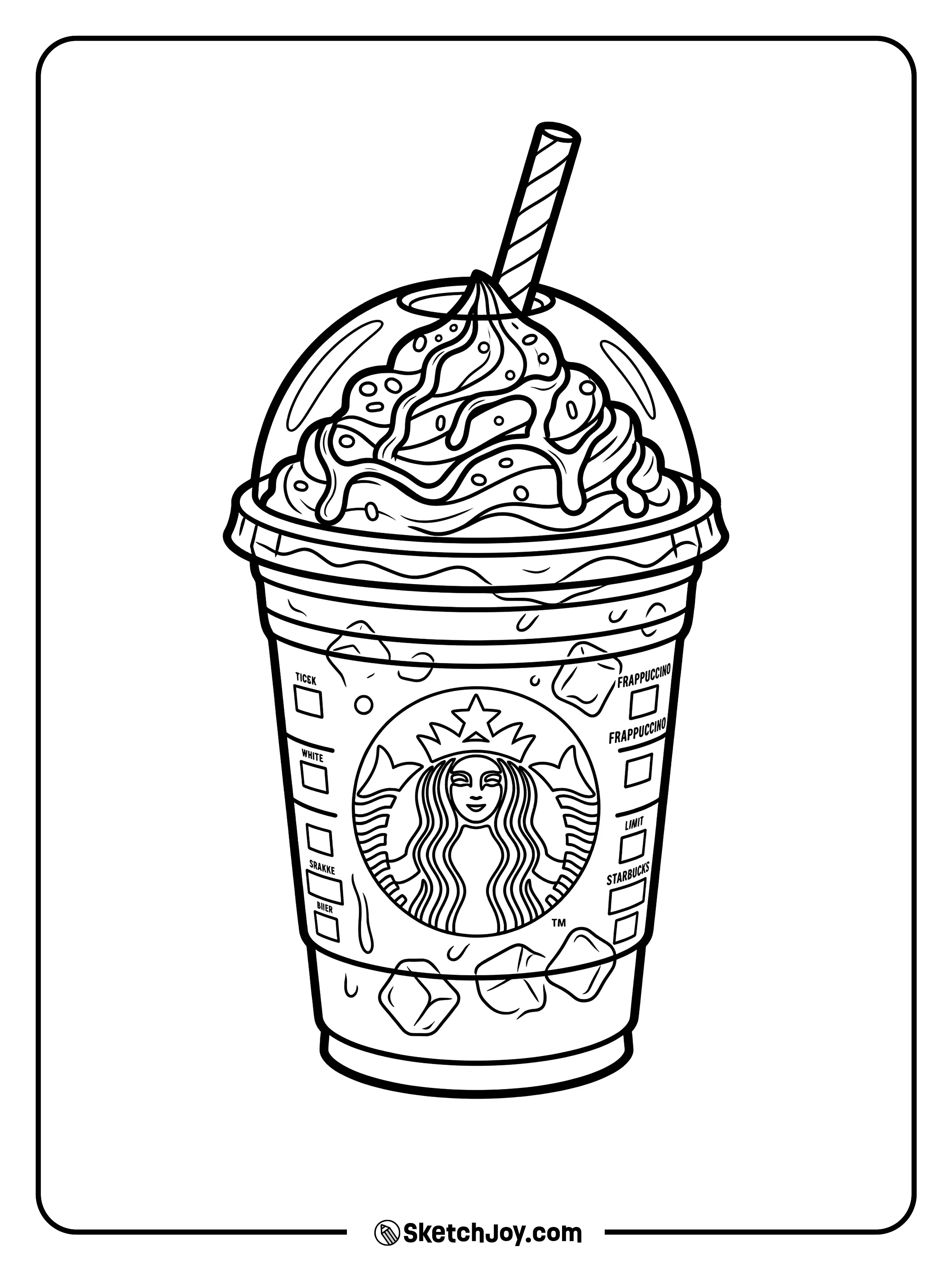 A frozen blended drink topped with a giant swirl of whipped cream.