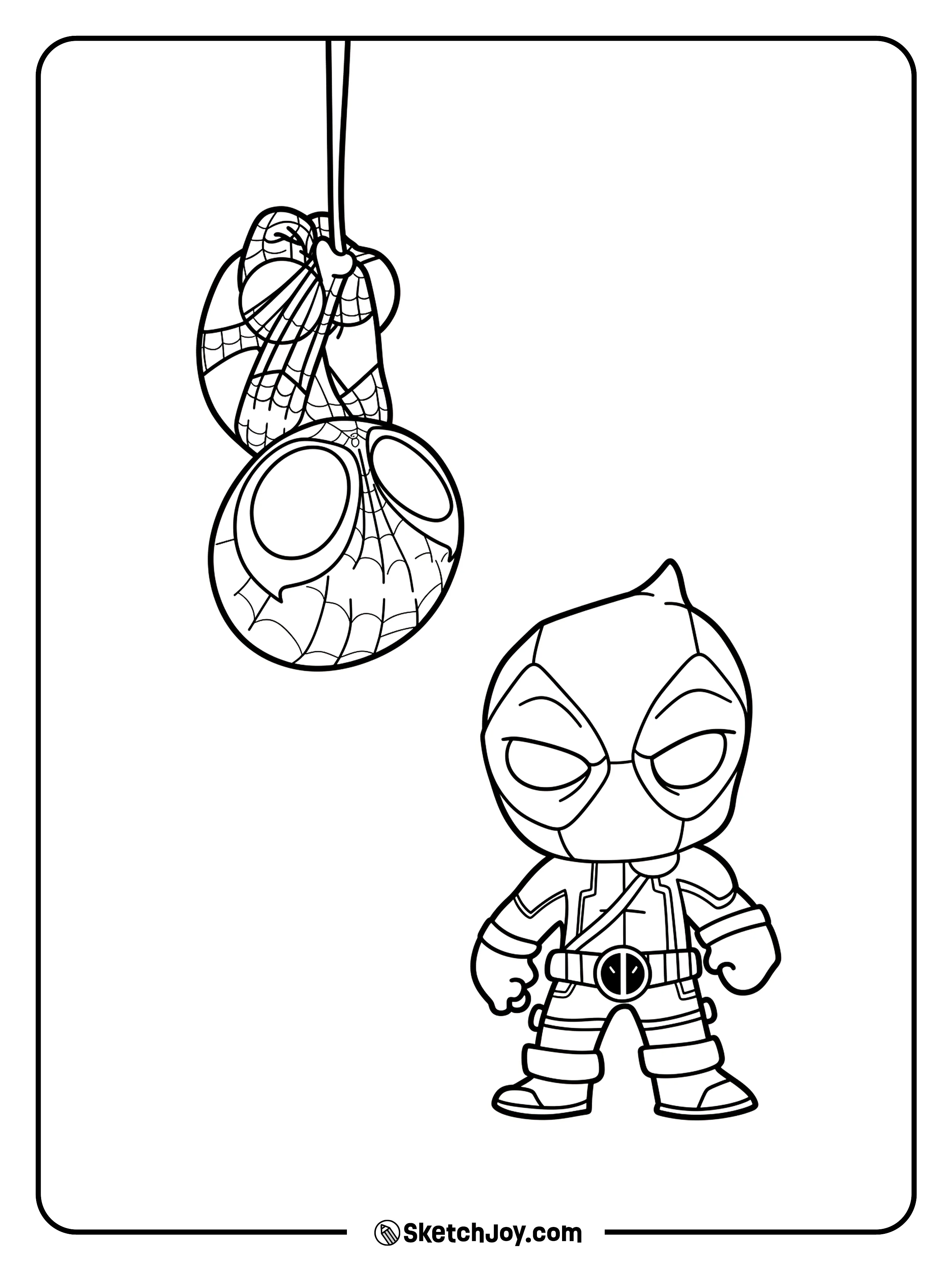 A cute scene with two mini heroes.