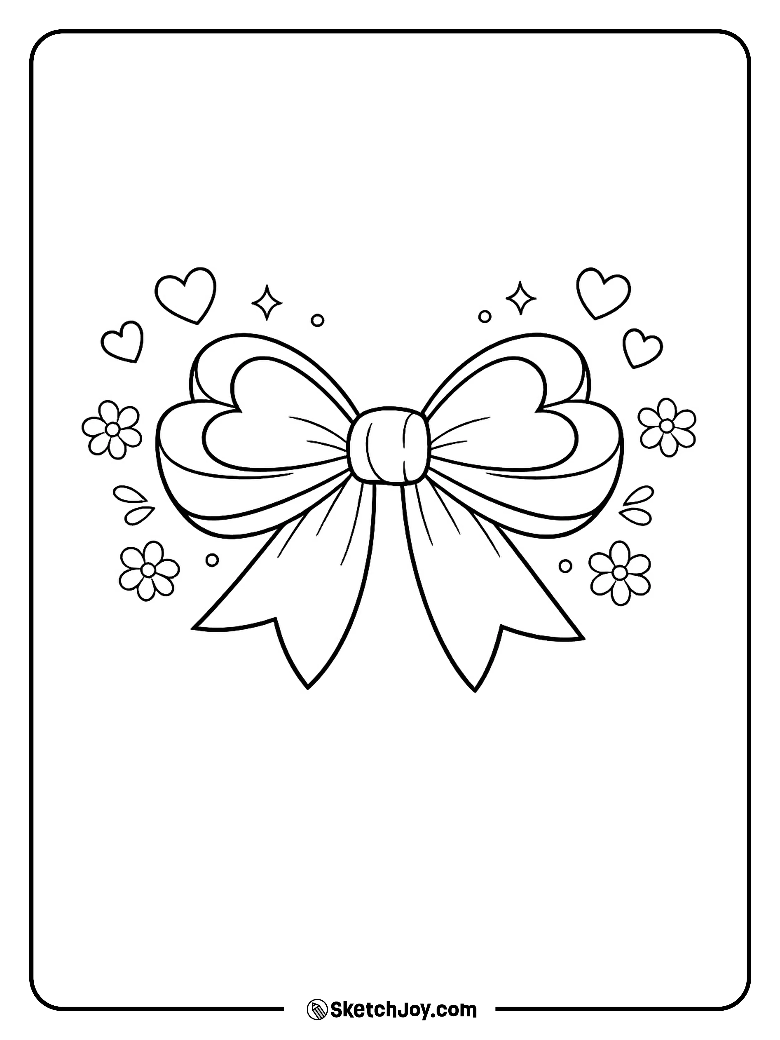 A heart-shaped bow with a sweet love theme.