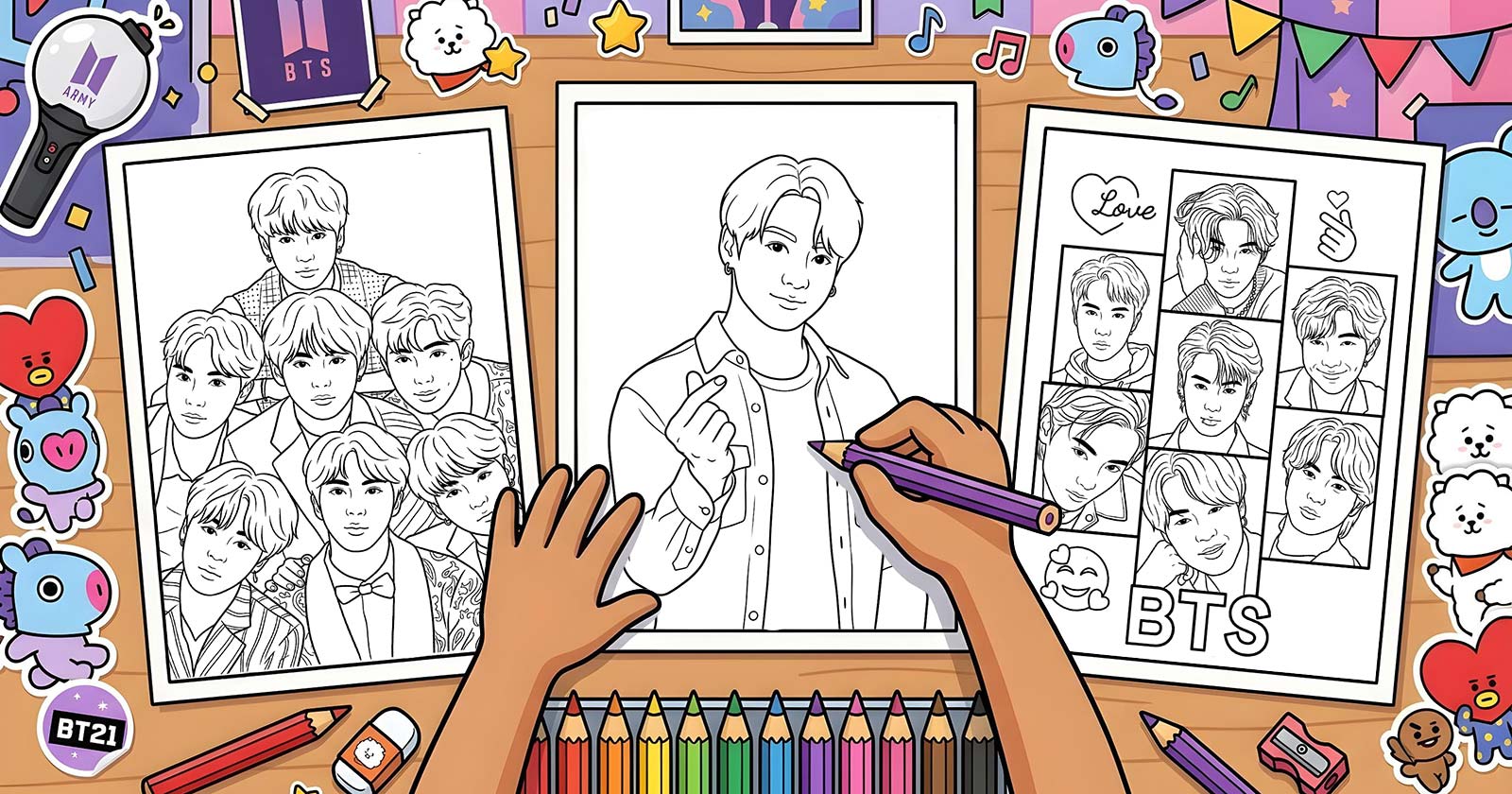 Printable Coloring Pages for BTS