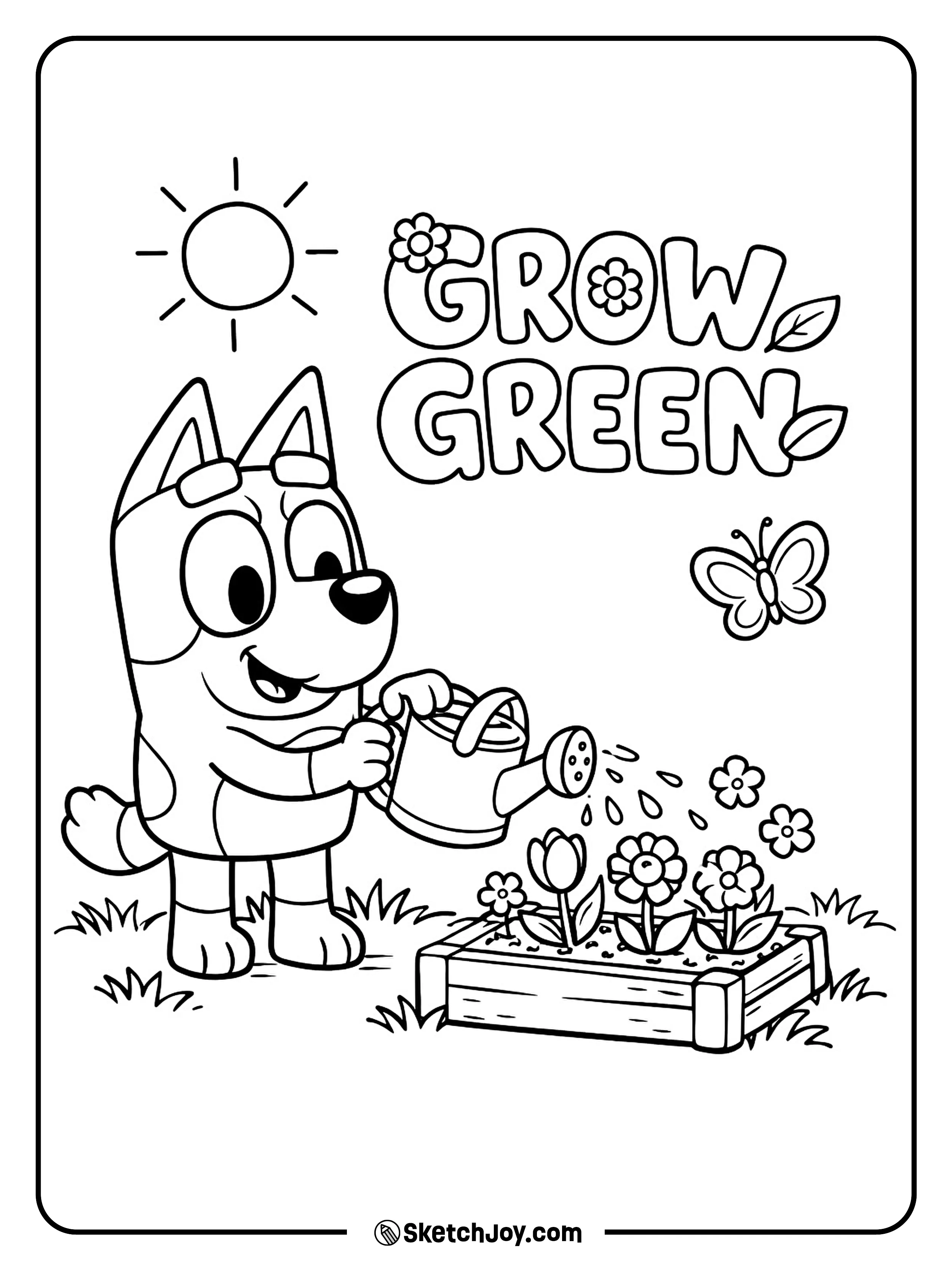 Bingo waters flowers and helps the garden grow.