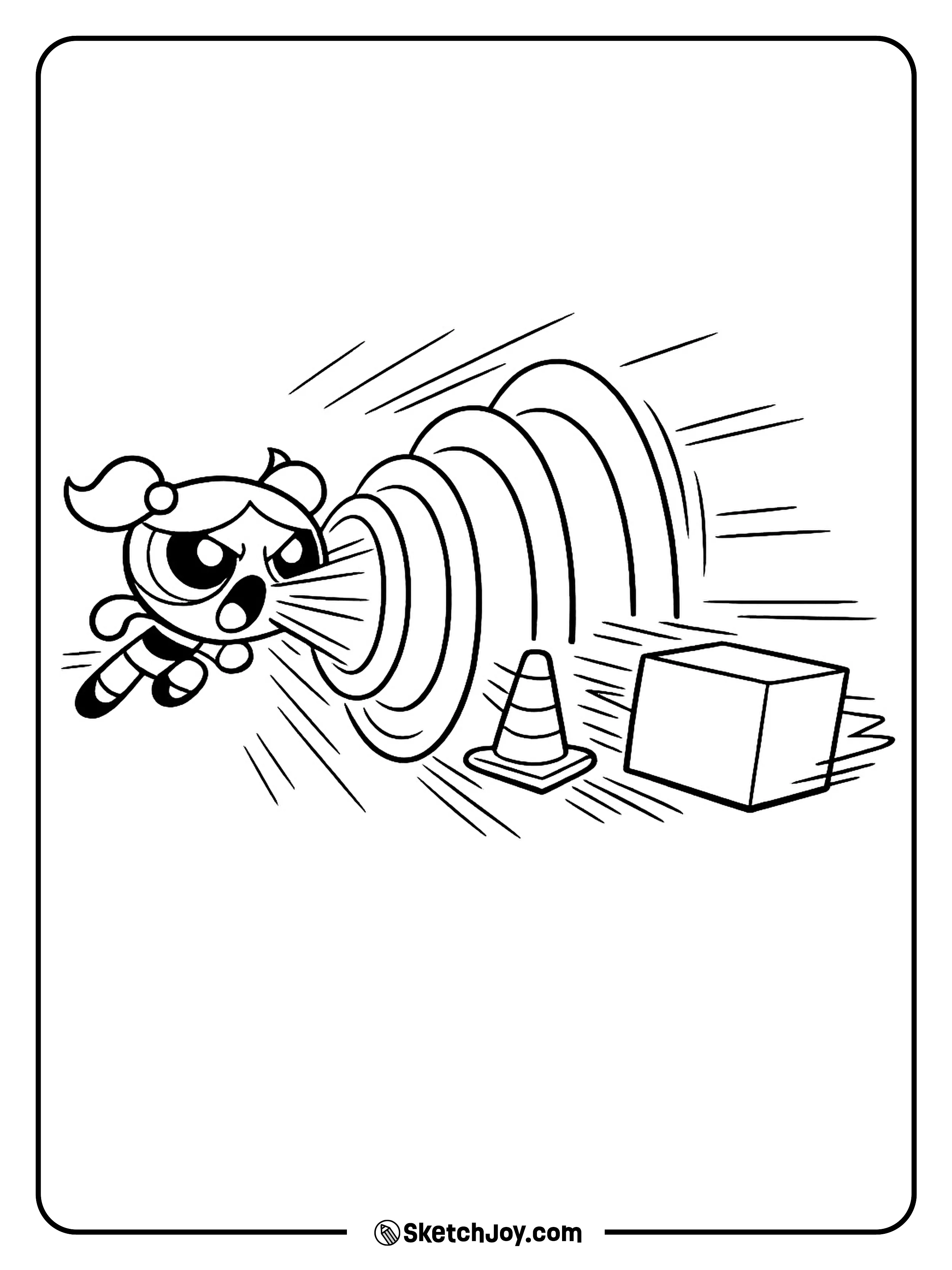 Bubbles lets out a big shout in a fun action scene.