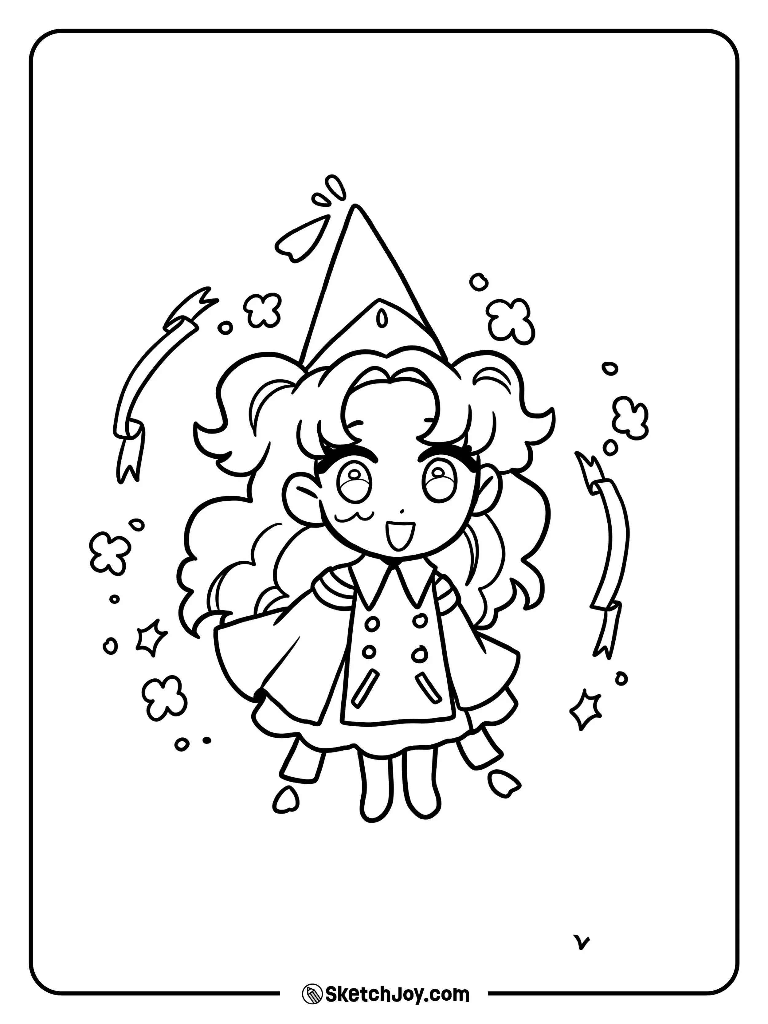 Tetia looks extra cute in this chibi pose with sparkles and swirly magic around her.