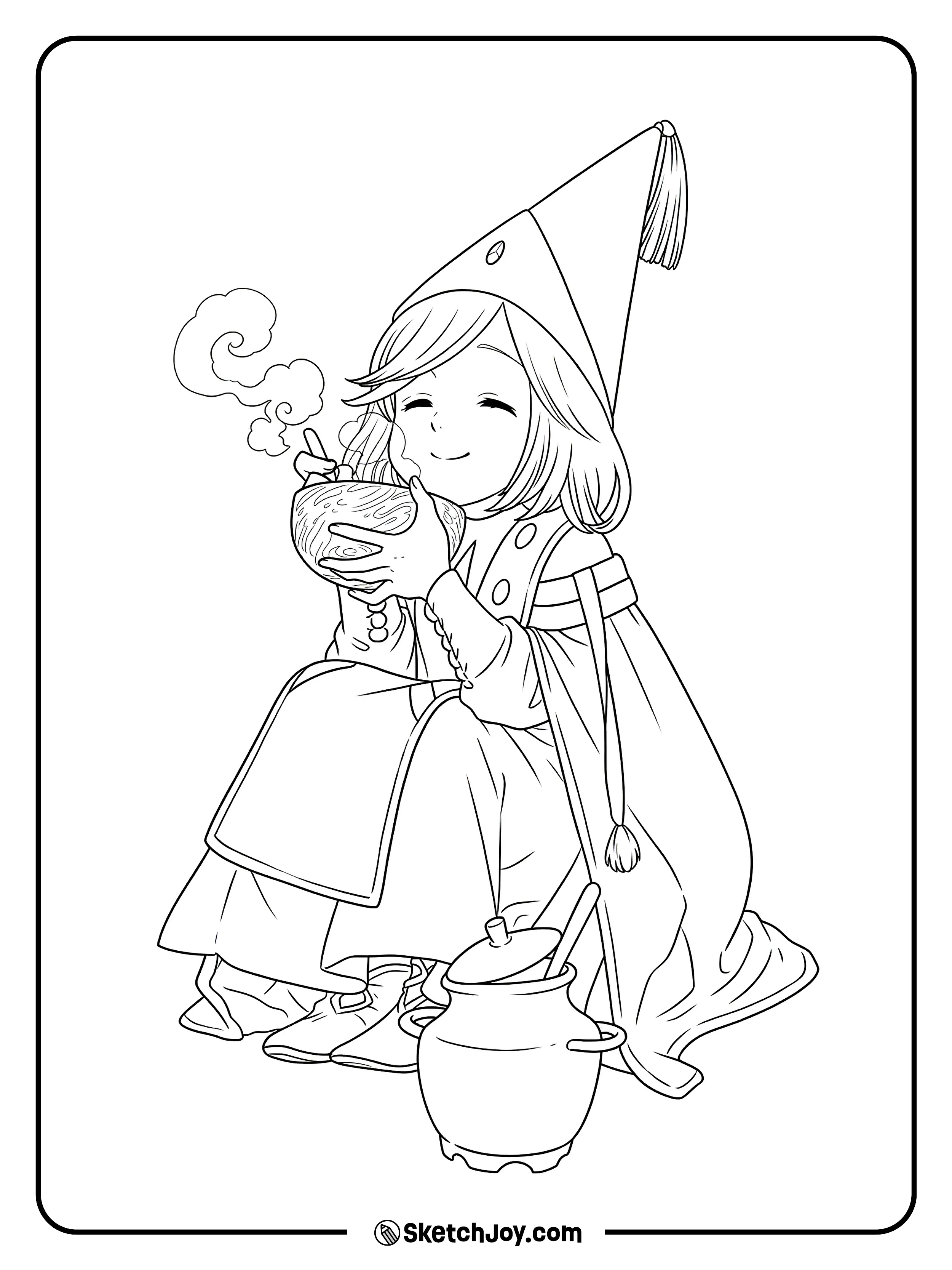 Coco smiles as she holds a warm bowl while steam curls up around her.