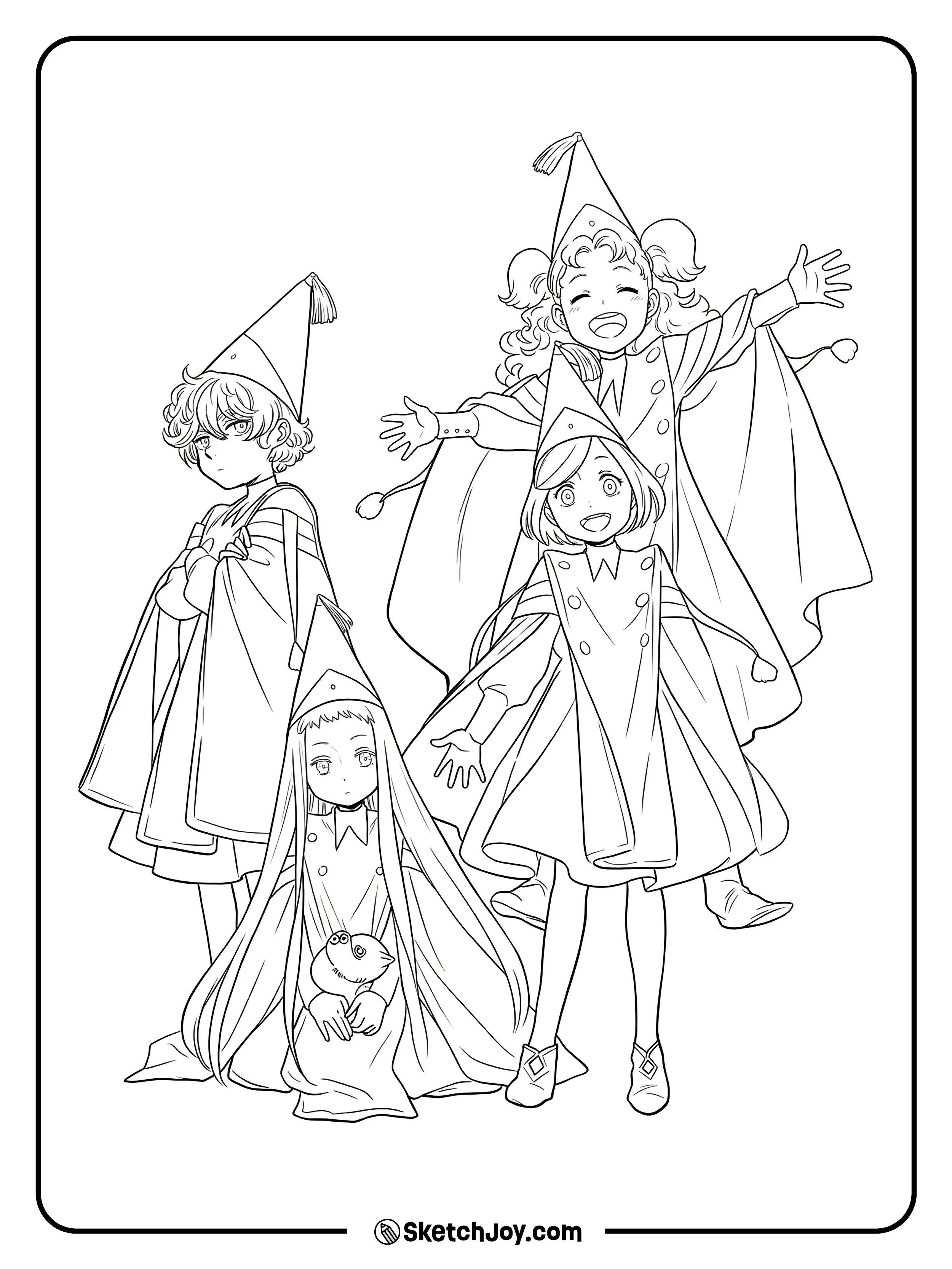 Coco stands with Tetia, Agott, and Richeh in a cheerful group scene with their own styles.