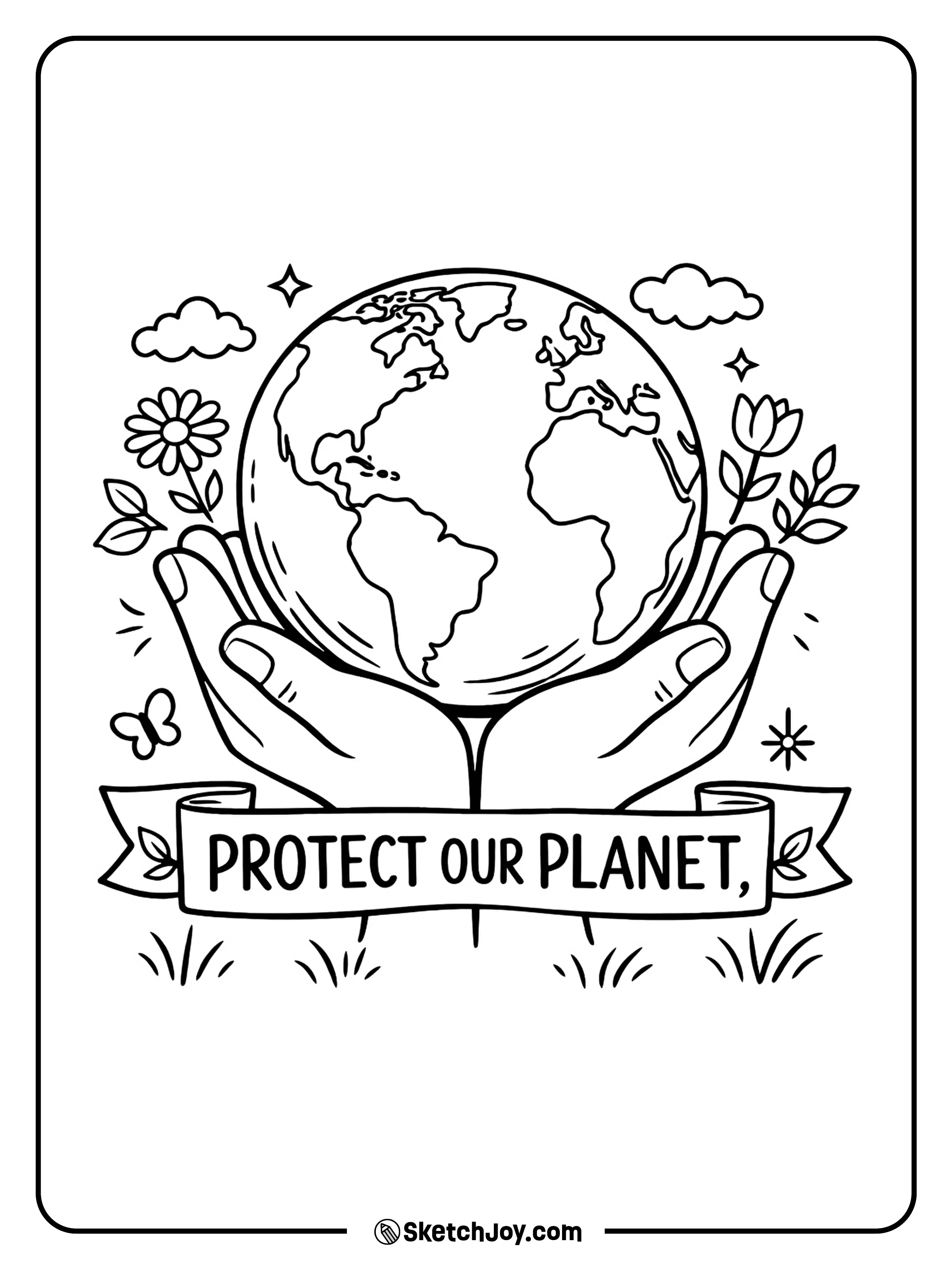 Two hands gently hold the Earth with leaves around it.