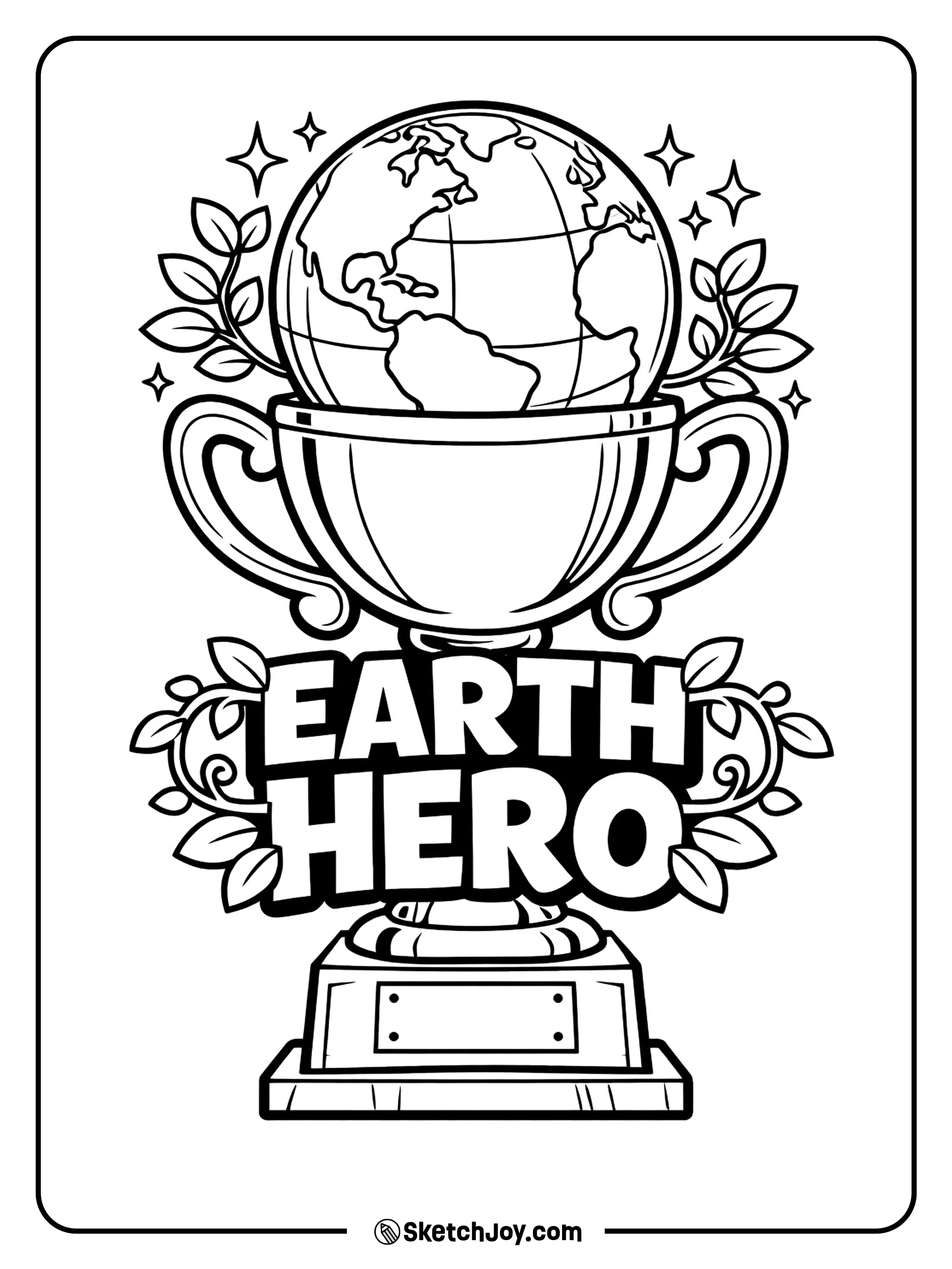 A shiny Earth trophy celebrates caring for the world.