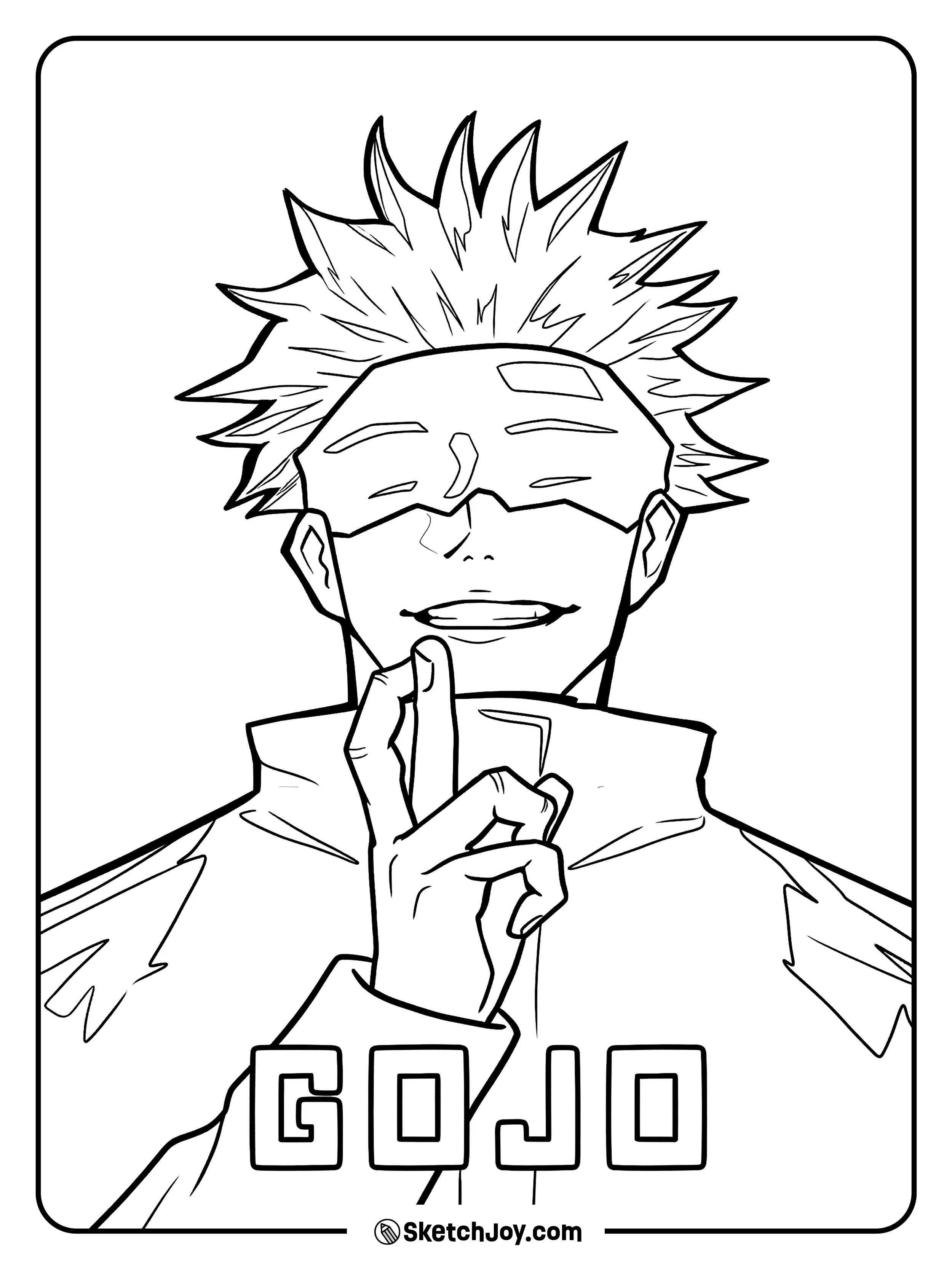 Gojo smiles in a bold front view with his name shown below.