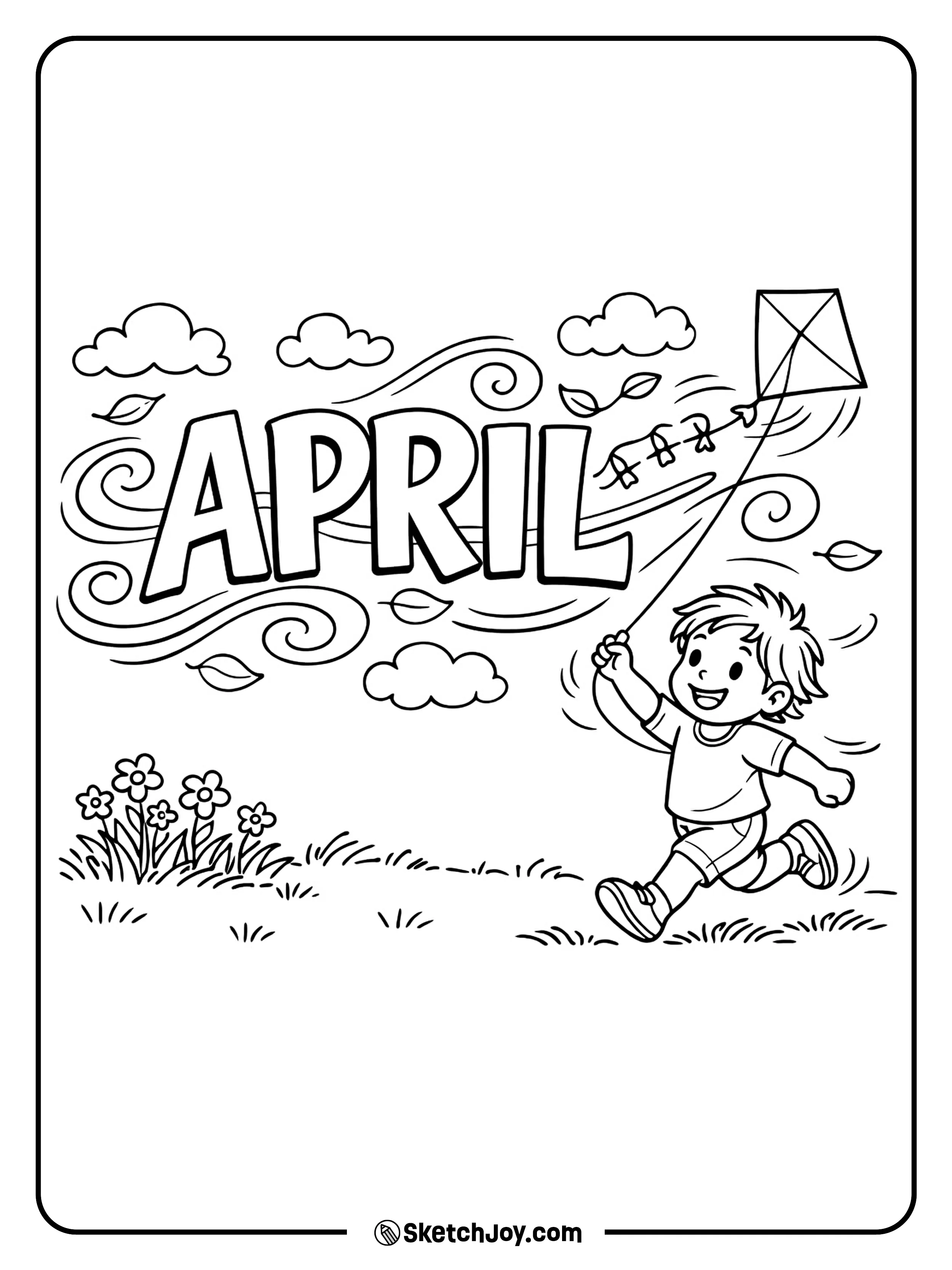 A child runs with a kite on a breezy spring afternoon.