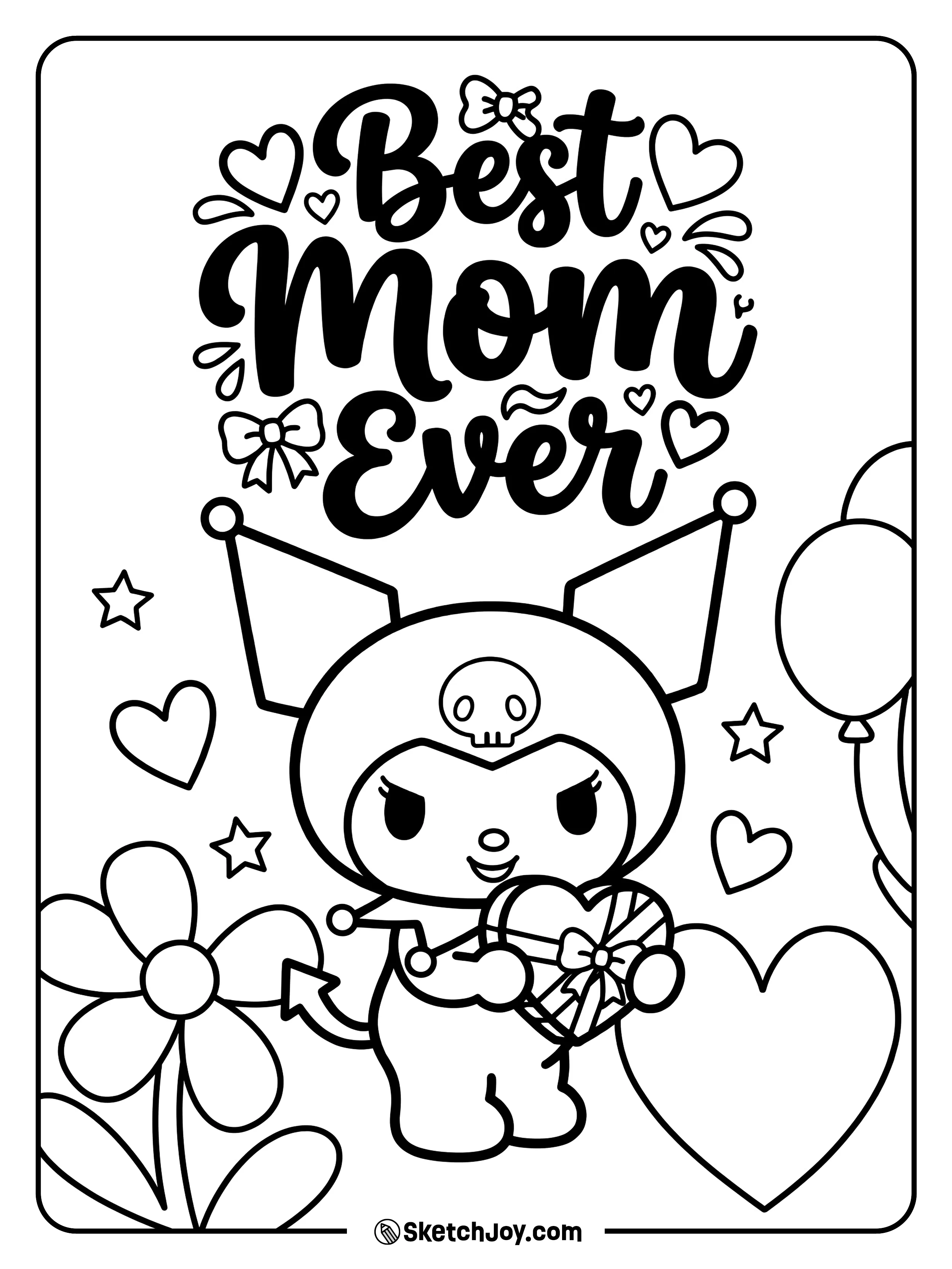 Kuromi gives Mom a heart-shaped gift with style.