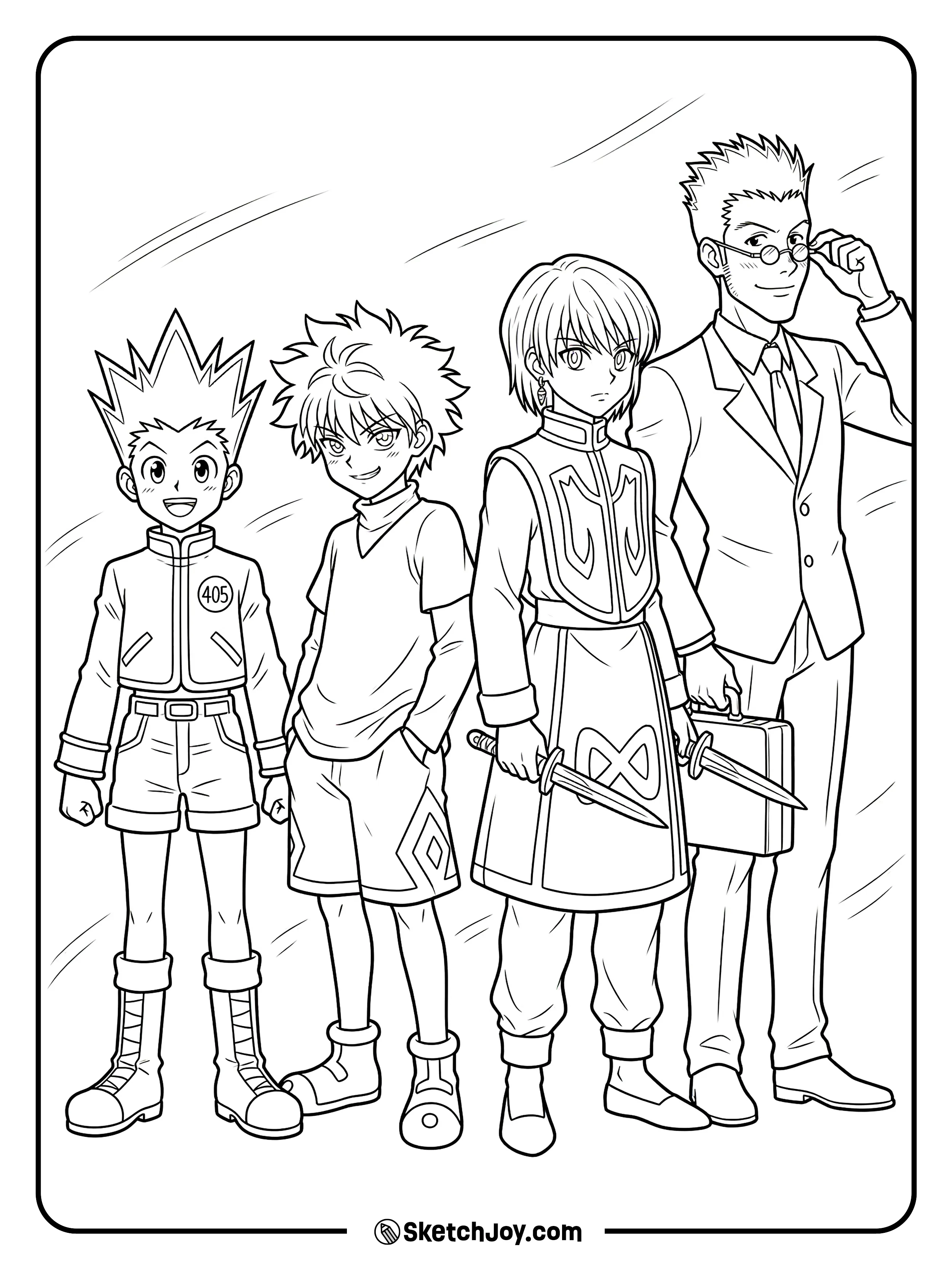 Gon, Killua, Kurapika, and Leorio stand as a strong and close group.