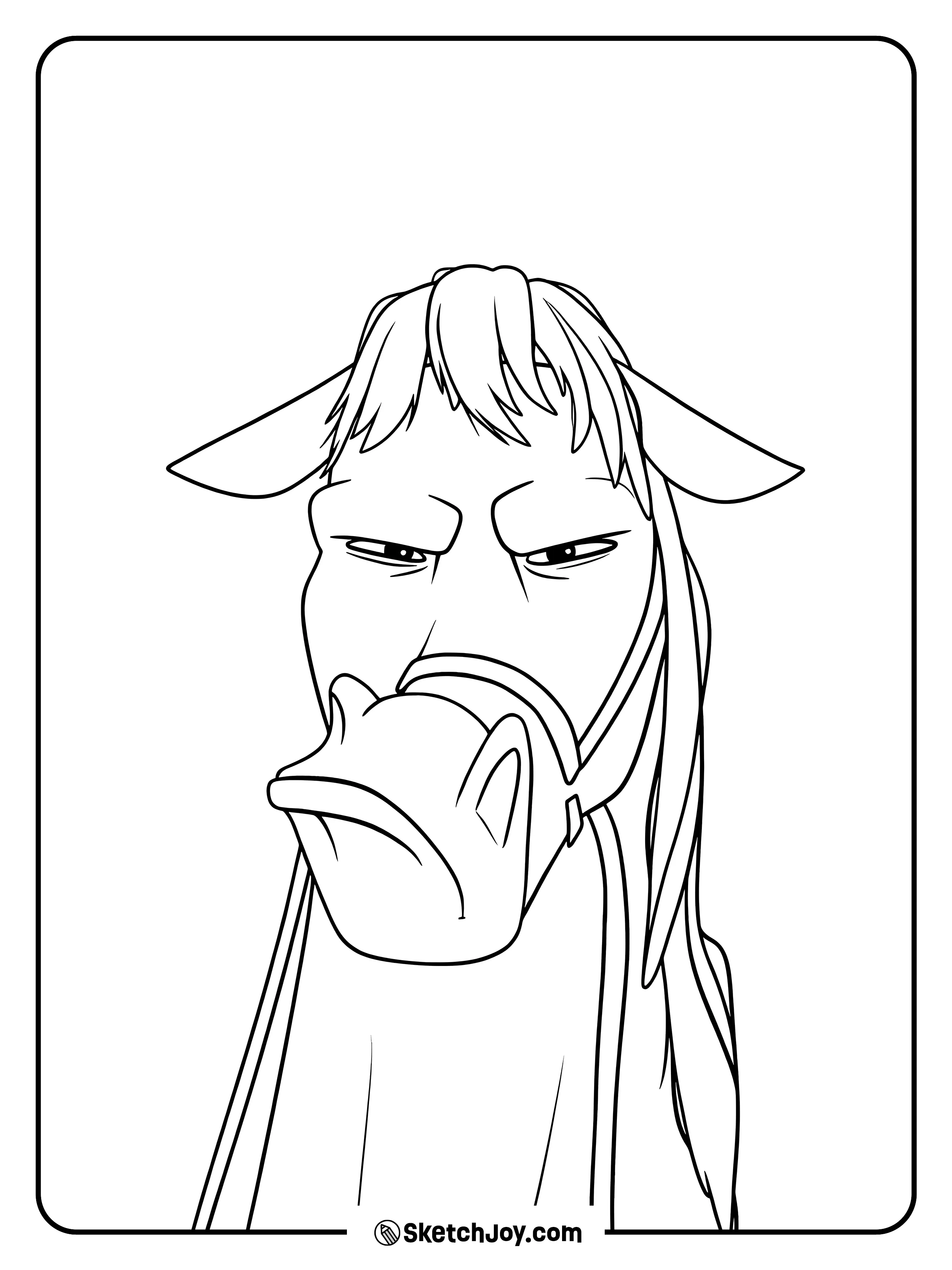 Maximus gives a serious and funny look in this close-up face scene.