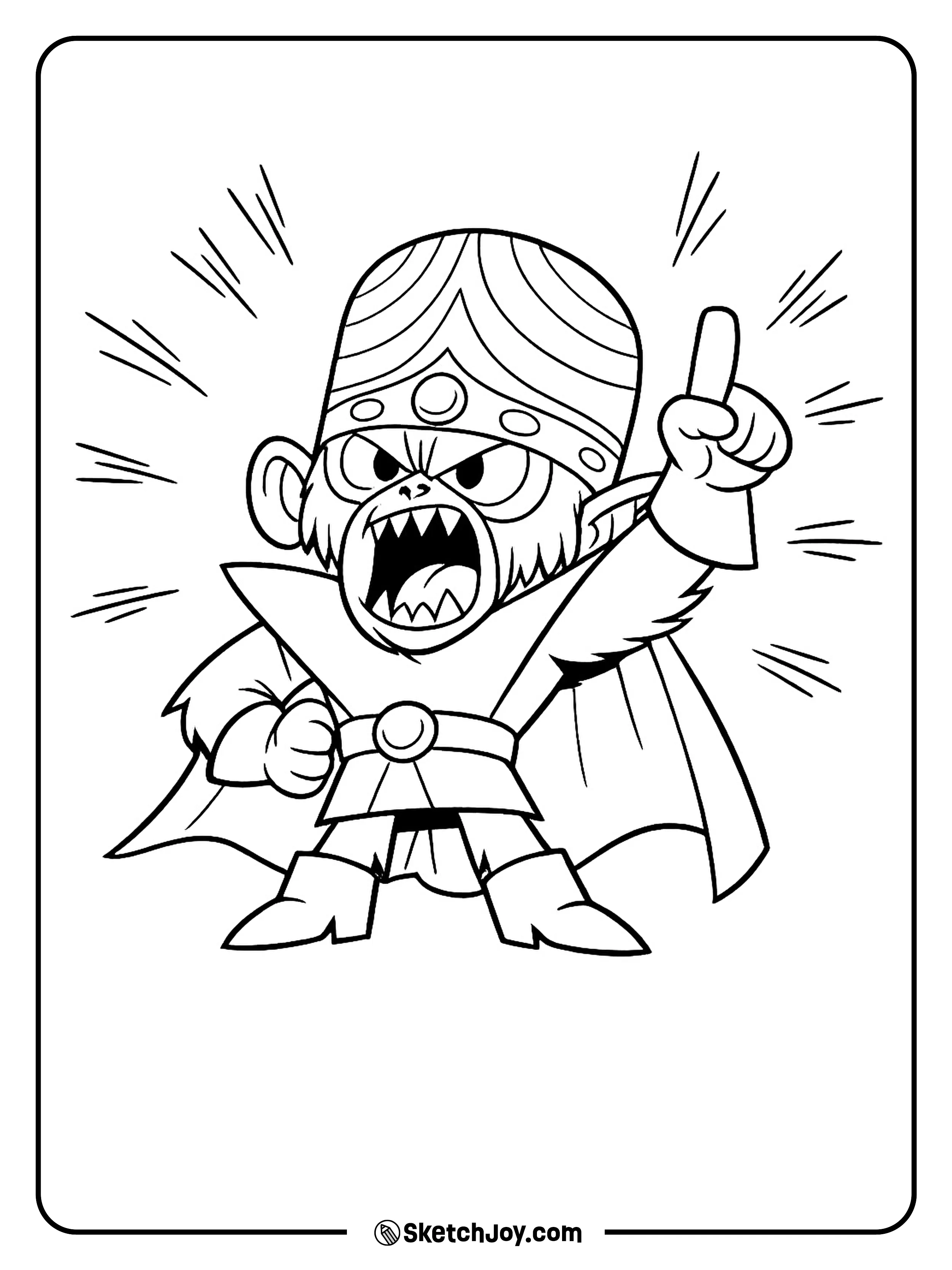 Mojo Jojo gives a loud dramatic speech in a fun pose.