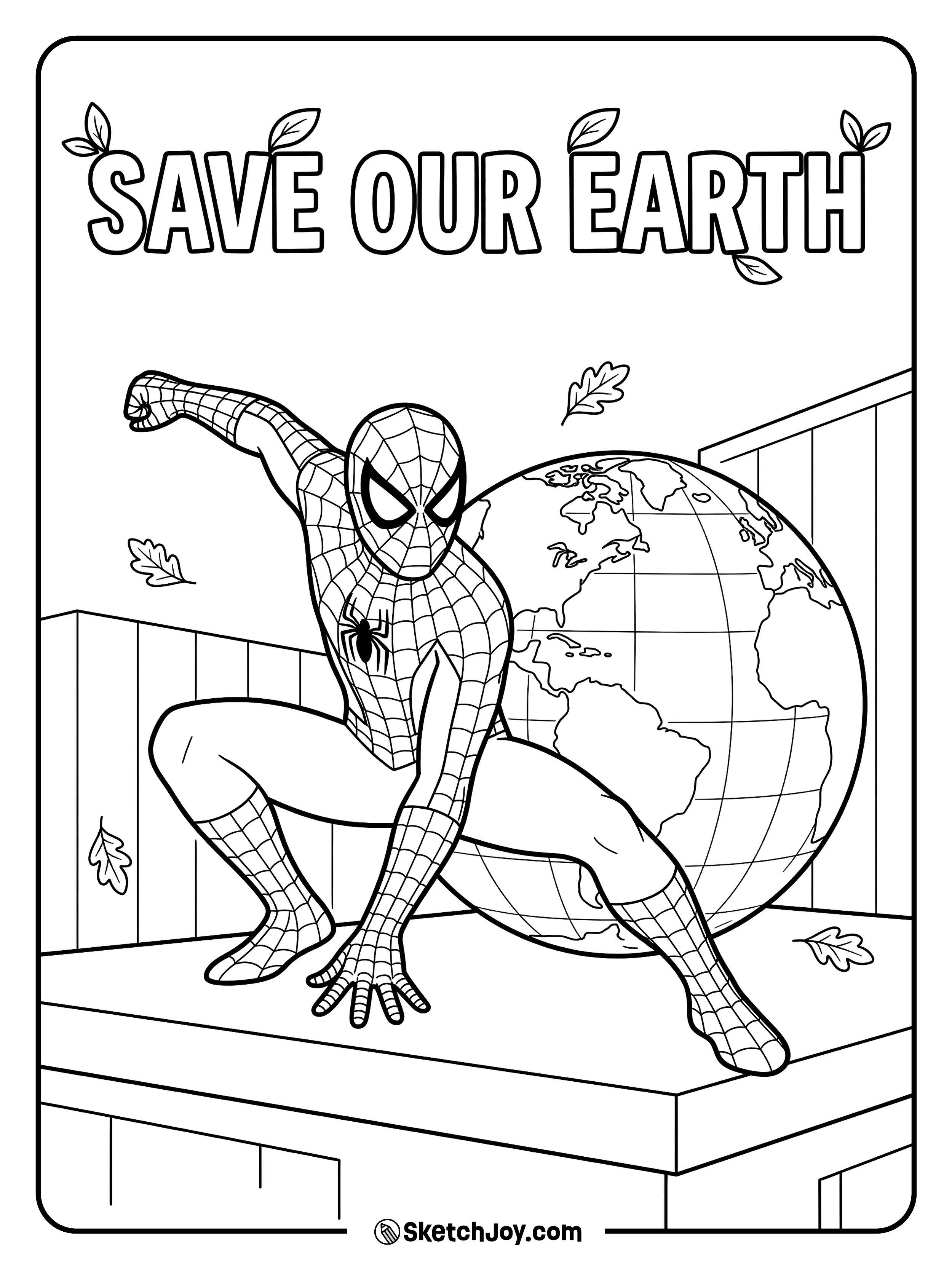 Spider-Man poses with the Earth in a bold Earth Day scene.